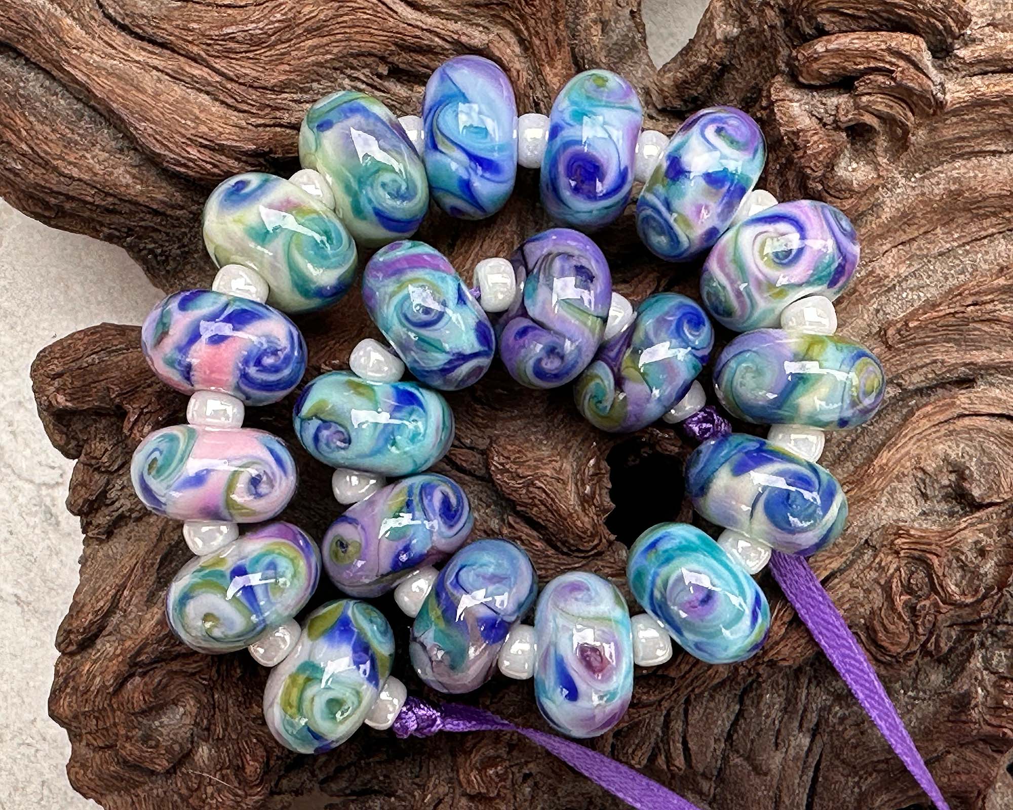20pcs Blueberry Bliss Mosaic Glass Lampwork Beads Set - Handmade SRA Beads for Jewelry Making, DIY Crafts, Bracelets & Necklaces (Perfect for Gifts, Home Decor & Boho Style Accessories)