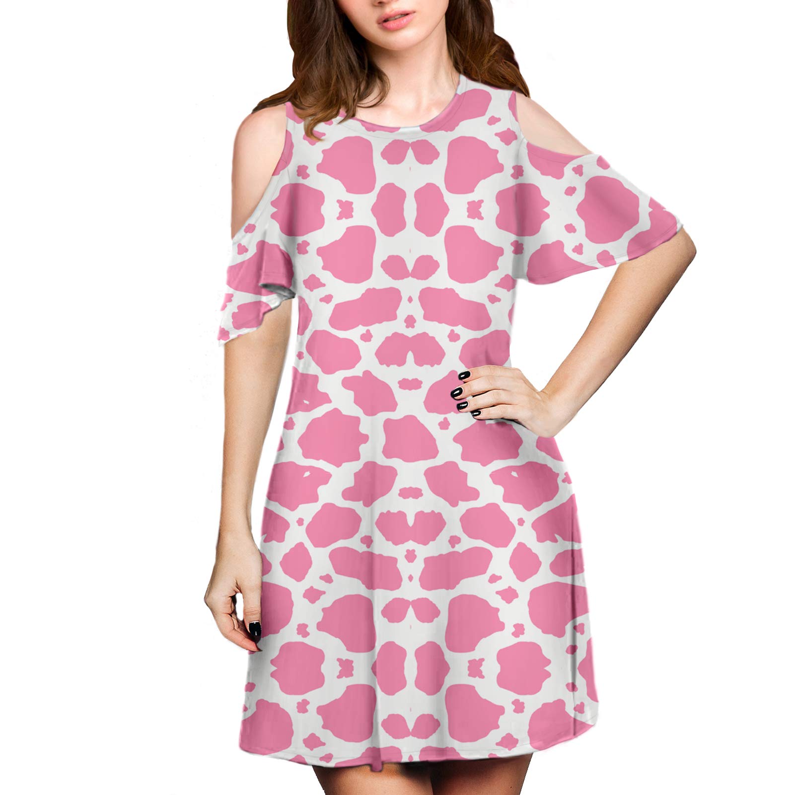 Dreaweet Women's Off Shoulder Short Sleeve T-Shirt Dress - Casual Crewneck Swing Midi Dress for Summer, Beach, Party & Everyday Wear