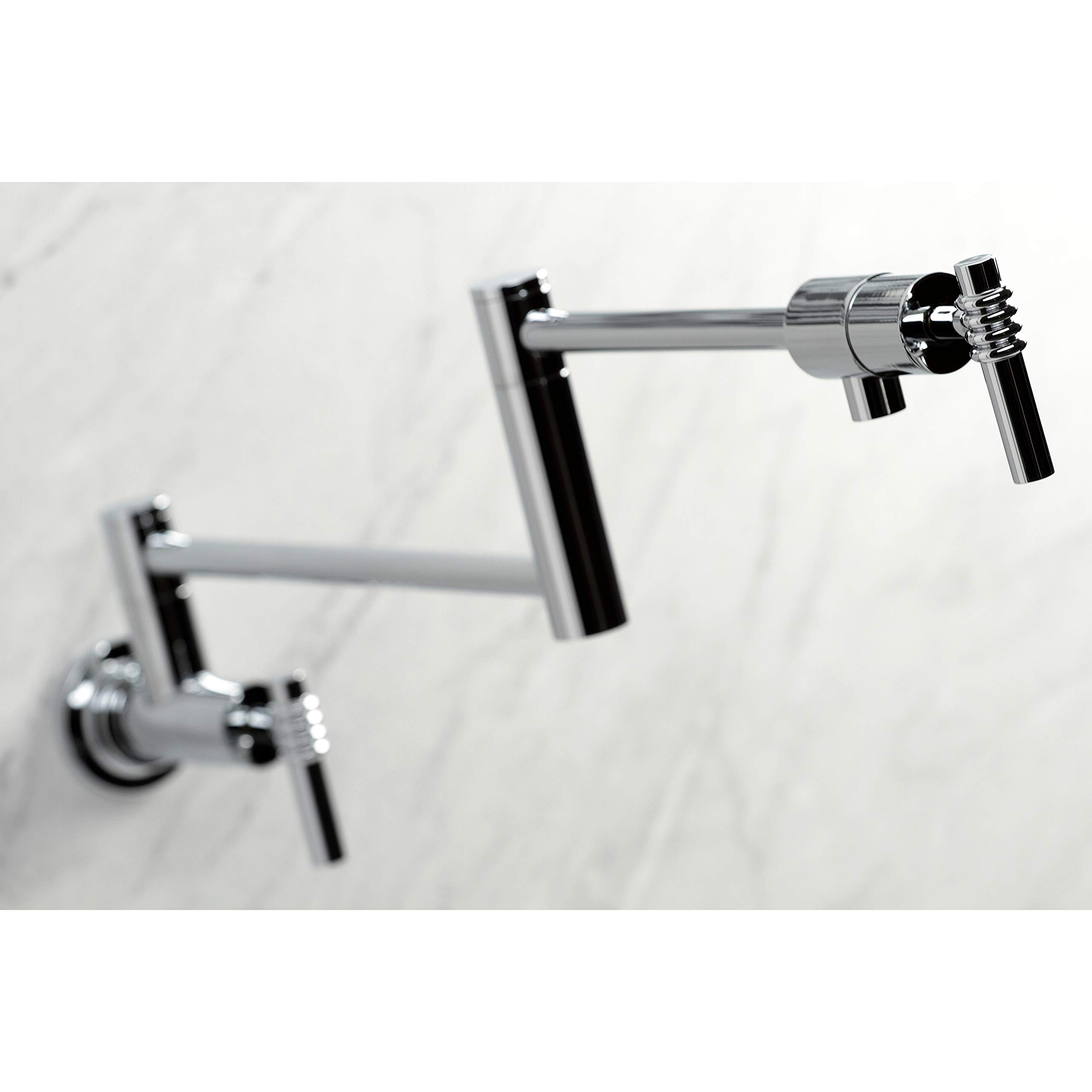 Kingston Brass KS4101ML Milano Wall Mount Pot Filler Faucet - Polished Chrome Finish - Ideal for Kitchen Sink, Stove & Cooking Area