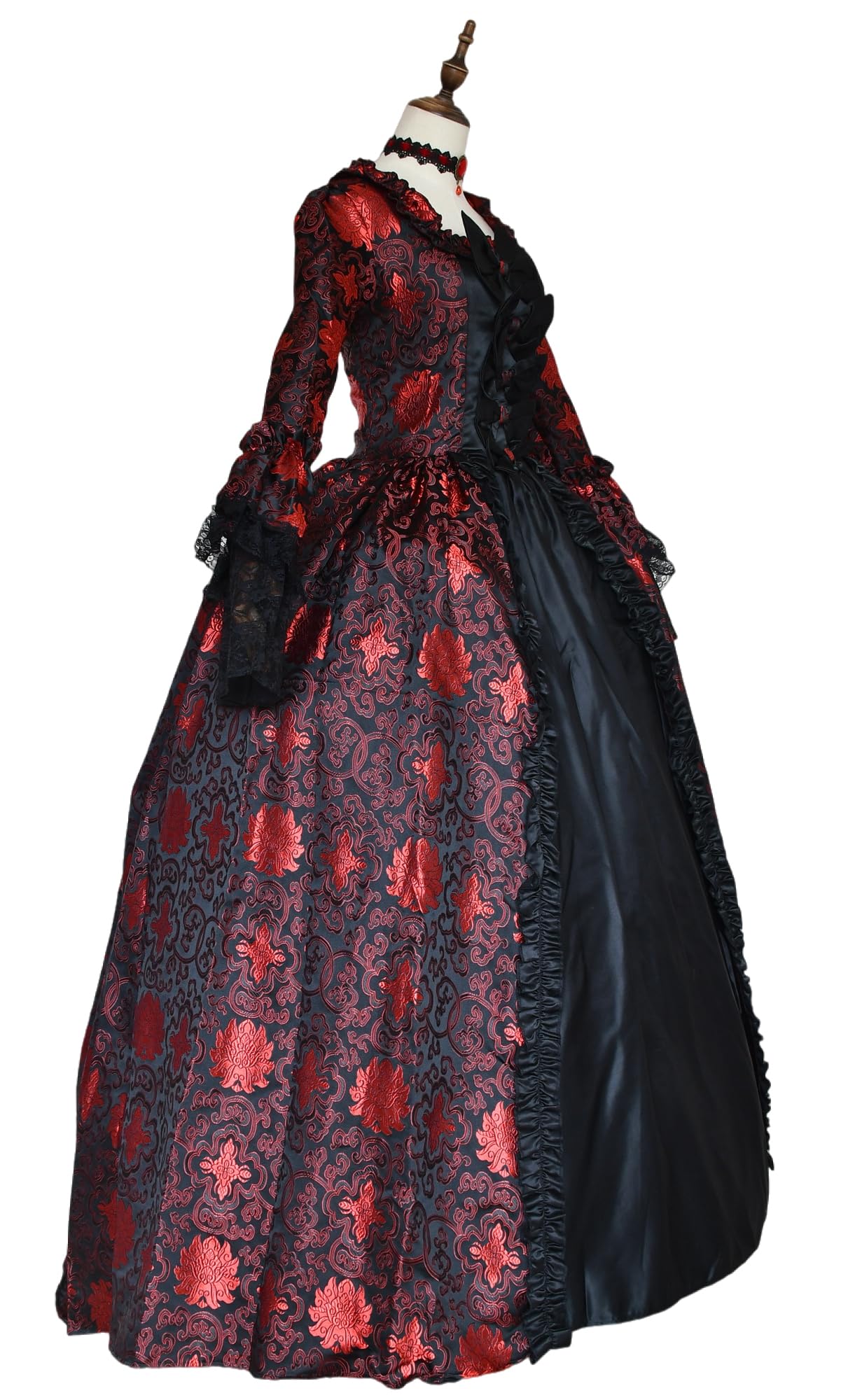 Victorian Ball Gown for Women - Elegant Long Sleeve Party Dress with Rococo Details | Perfect for Masquerade Balls, Costume Parties & Historical Reenactments