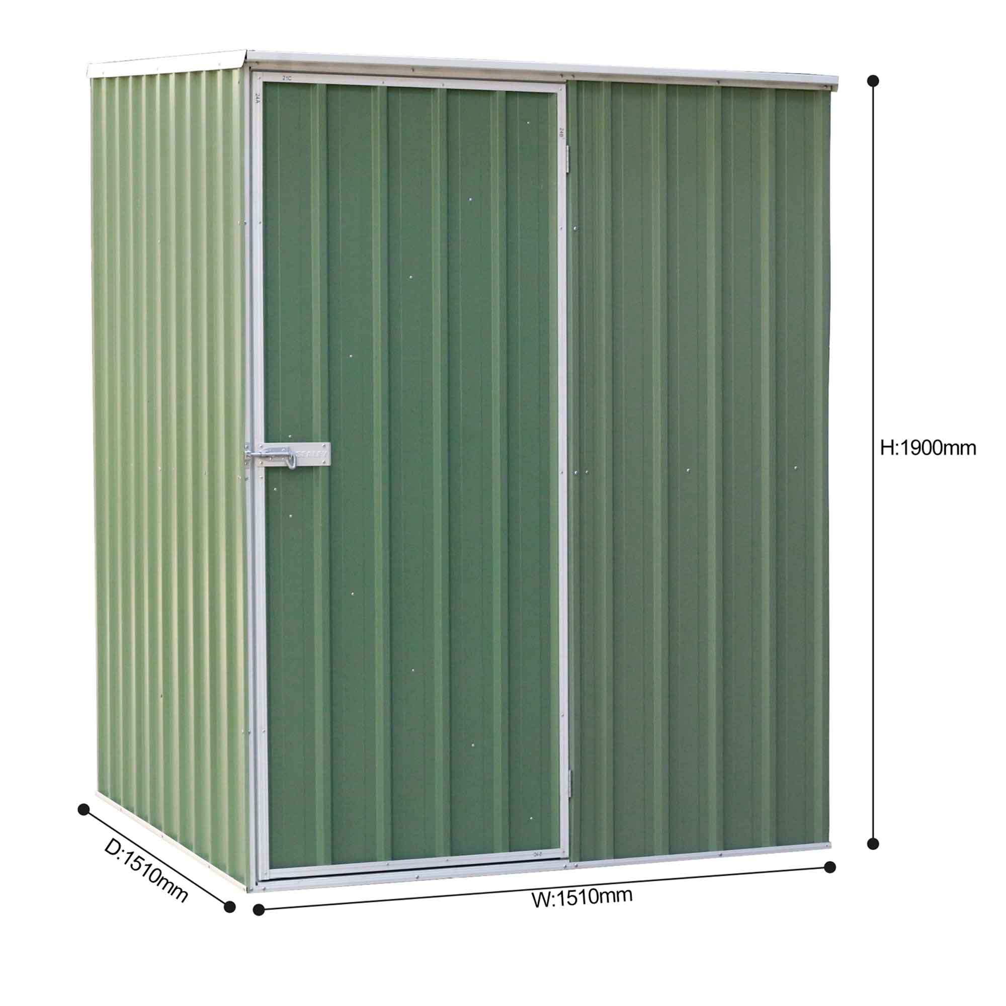 5FT x 5FT Galvanized Steel Outdoor Storage Shed with Pent Roof - Green Garden Shed for Backyard, Patio & Lawn Equipment Storage | Weather-Resistant Metal Shed DG114