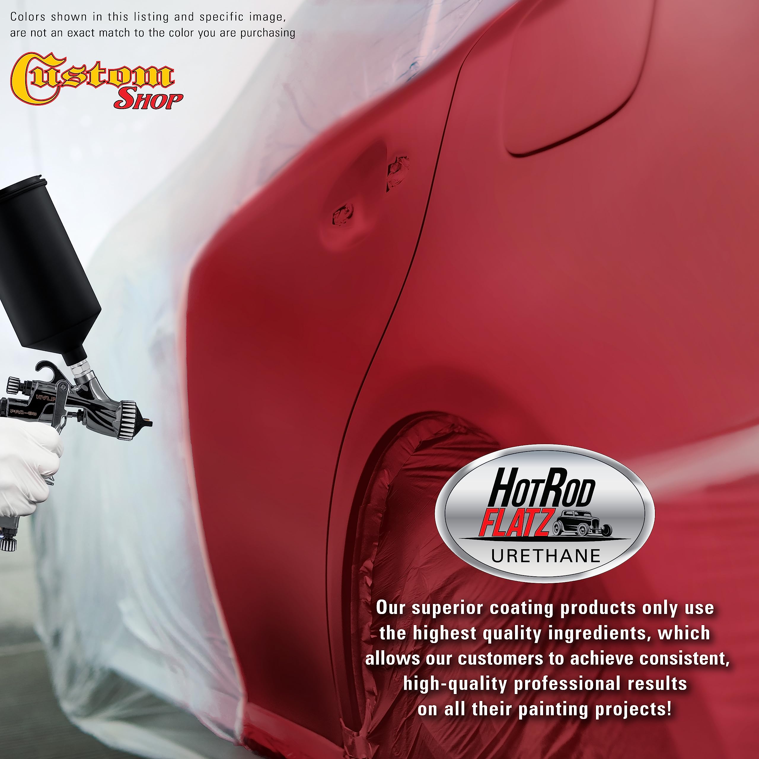 Custom Shop Graphic Red Hot Rod Flatz Flat Matte Satin Urethane Auto Paint - Complete Quart Paint Kit (4:1 Mix Ratio) | Professional Low Sheen Automotive Coating for Cars & Trucks | Ideal for Hot Rod Restoration & Custom Vehicle Projects