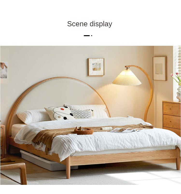 Oak Solid Wood Sunrise Bed with Technology Fabric - Perfect for Modern Bedrooms and Cozy Home Decor