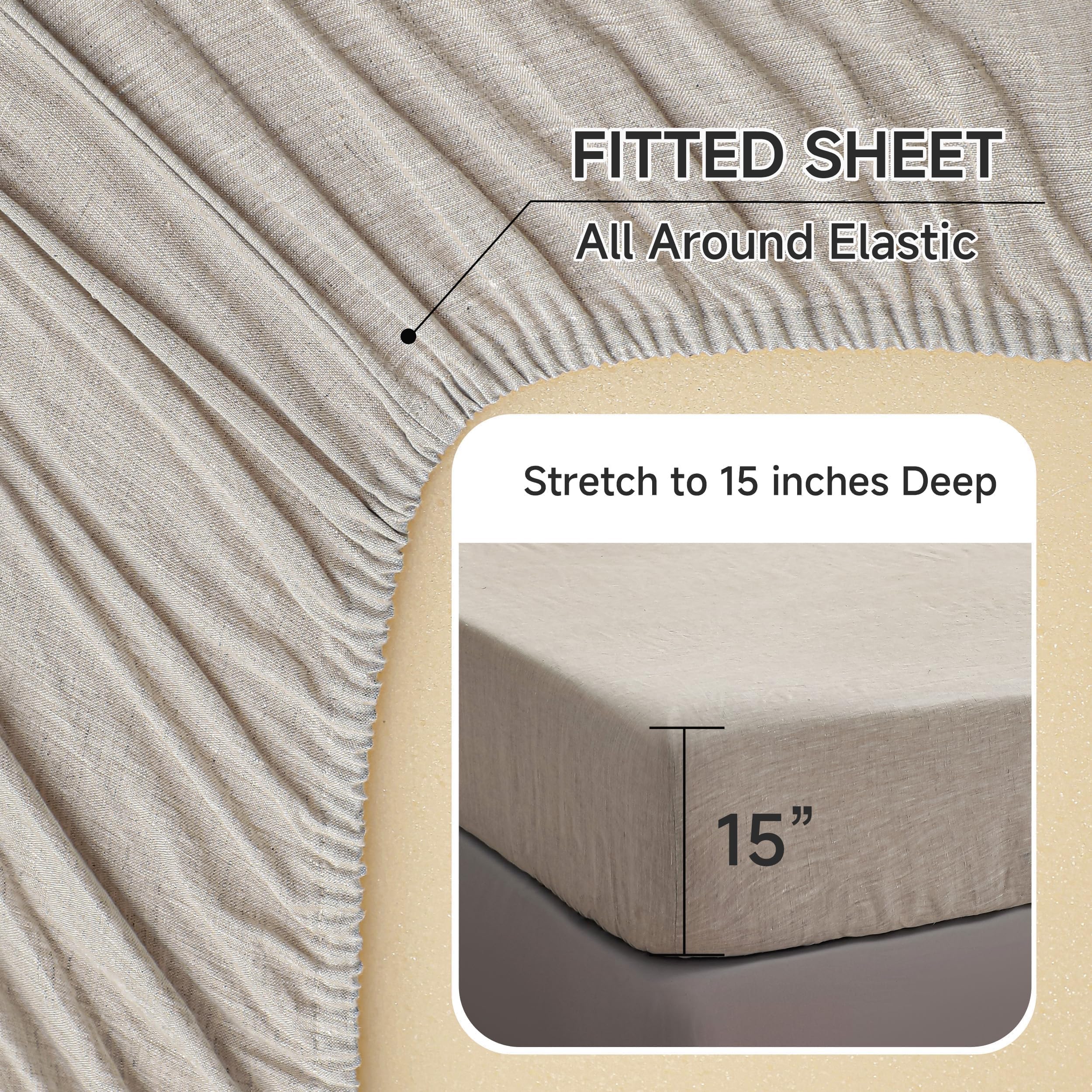 Premium 100% French Linen Sheet Set Twin Size - 3 Piece Natural Breathable Bedding for All Seasons | Soft, Durable & Hypoallergenic | Perfect for Hot Sleepers, Guest Rooms & Eco-Friendly Homes