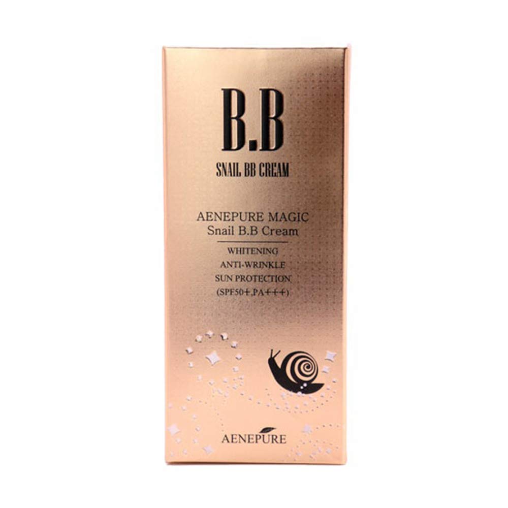 Aenepure Snail B.B Cream SPF50+ PA+++ 50ml - Anti-Wrinkle, Sun Protection, Even Skin Tone, Rejuvenating BB Cream for Daily Makeup & Skincare | Perfect for Oily, Dry & Combination Skin Types | Day & Night Use