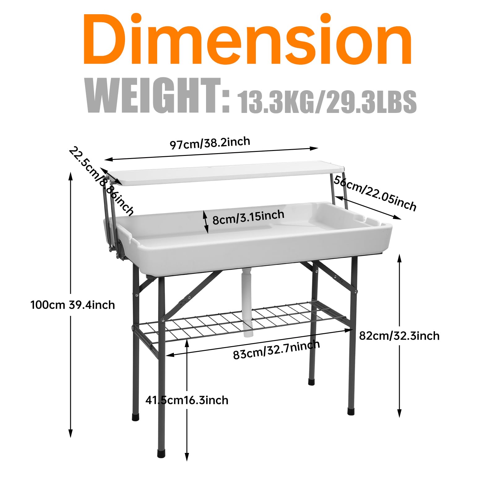 4 ft Folding Ice Table with Drain - Portable Cooler Table for Parties, Camping & Tailgating - Includes Matching Skirt (Outdoor, BBQ, Beach & Backyard Use)