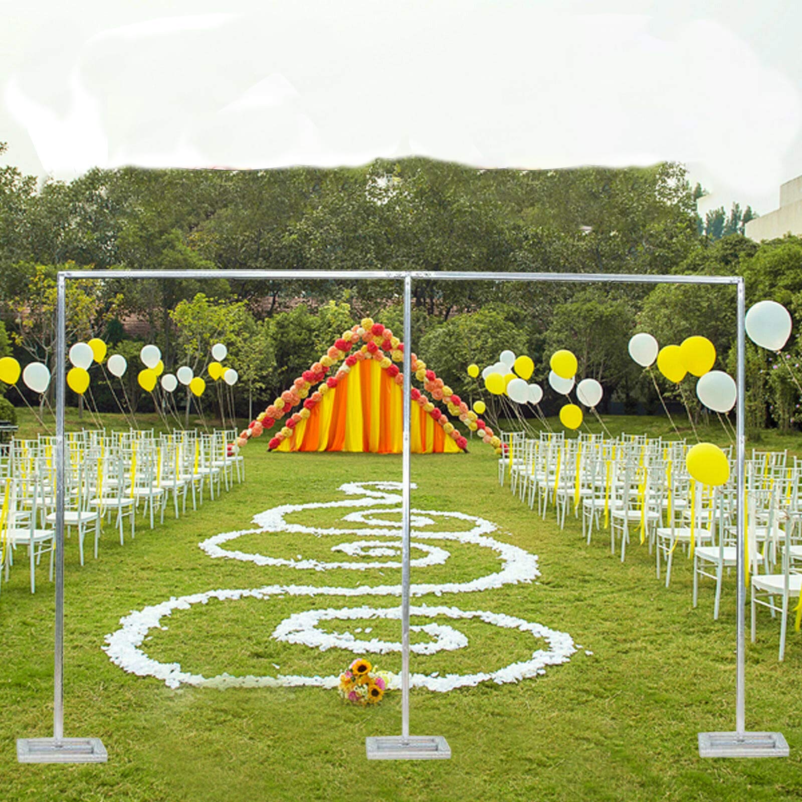 3x6M Adjustable Metal Wedding Arch Stand with Bases - Sturdy Iron Frame Backdrop for Photo Booth, Ceremony, Reception, Party & Outdoor Events - Perfect for Garden, Wedding Decor & Event Backgrounds