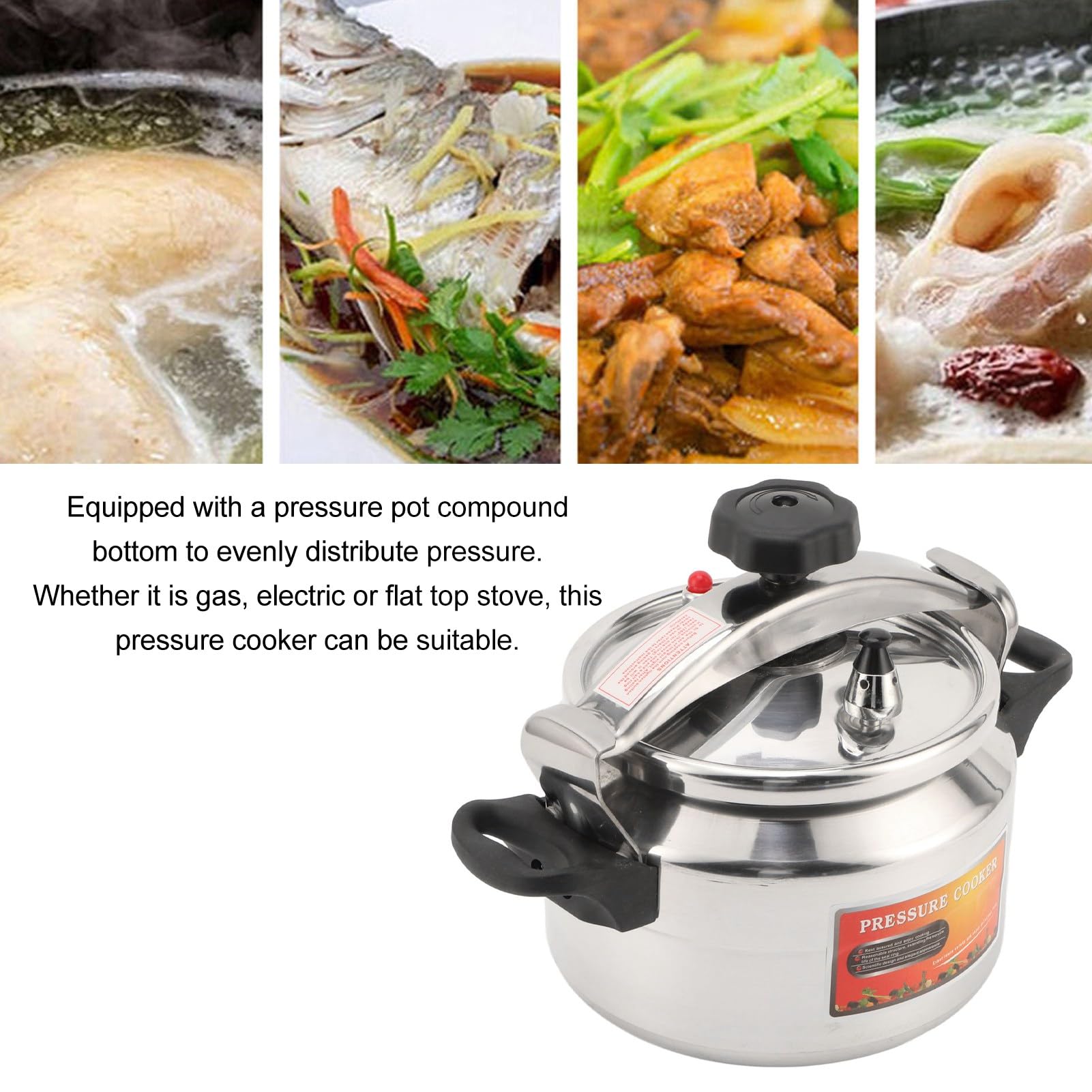 Premium Stainless Steel Pressure Cooker - 8QT Explosion-Proof Aluminum Pressure Canner with Multi-Layer Composite Bottom for Gas/Electric/Induction Stoves - Easy-Open Lid for Safe Cooking - Perfect for Canning, Meal Prep & Large Family Dinners