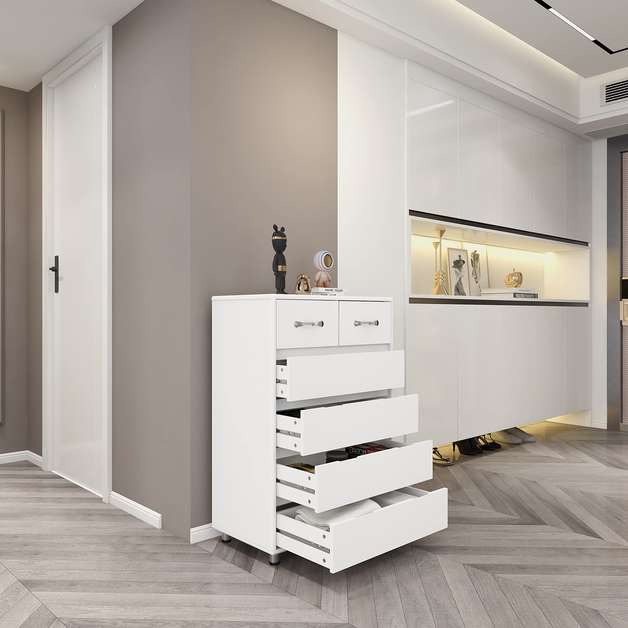 6-Drawer White File Storage Cabinet - Office Organizer with Side Cabinet for Documents, Supplies & Stationery - Perfect for Home Office, School & Workspace Organization