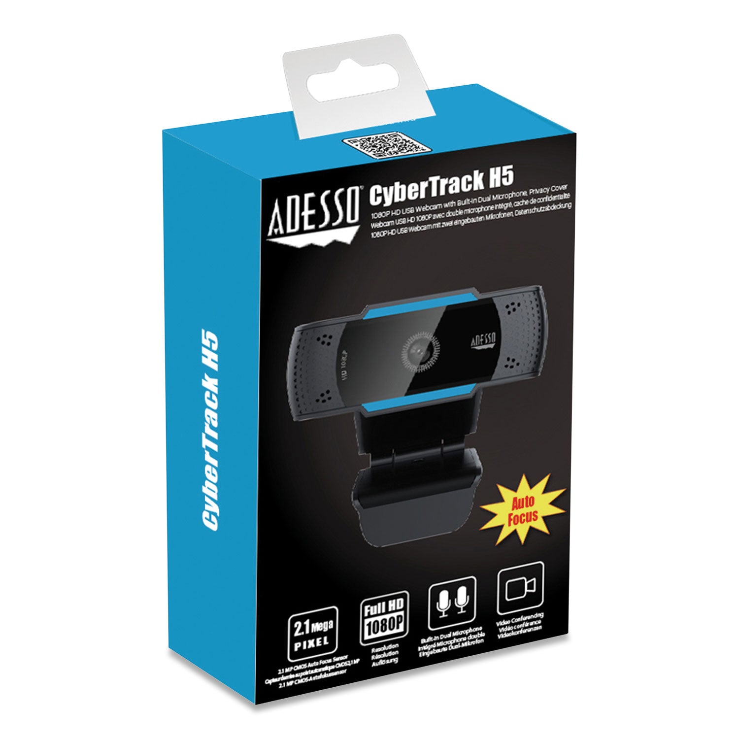 Adesso Cybertrack H5 1080p HD USB Webcam with Built-in Microphone - 2.1MP Autofocus Web Camera for Video Conferencing, Streaming, Online Classes & Remote Work (Black)