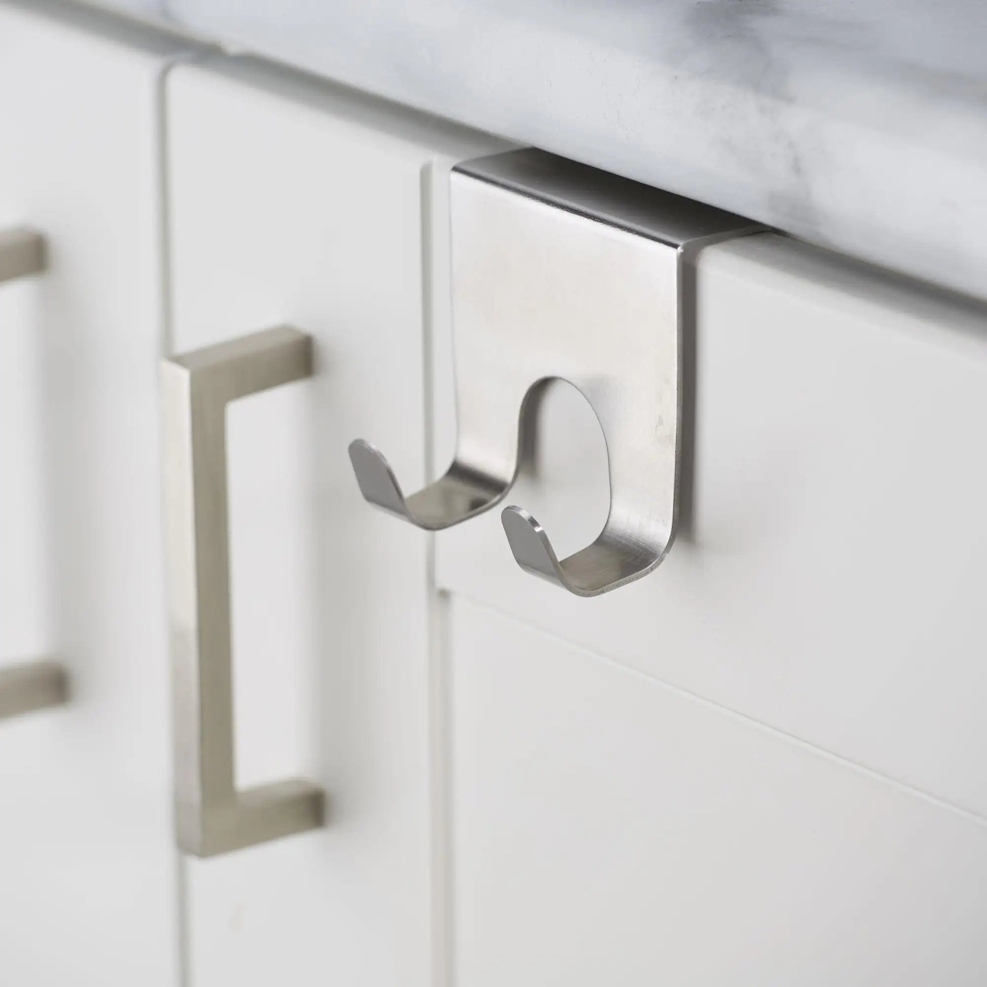 Over The Cabinet Hooks - 2 Pack Space Saving Organizer for Kitchen, Bathroom & Pantry - Perfect for Hanging Towels, Utensils & More