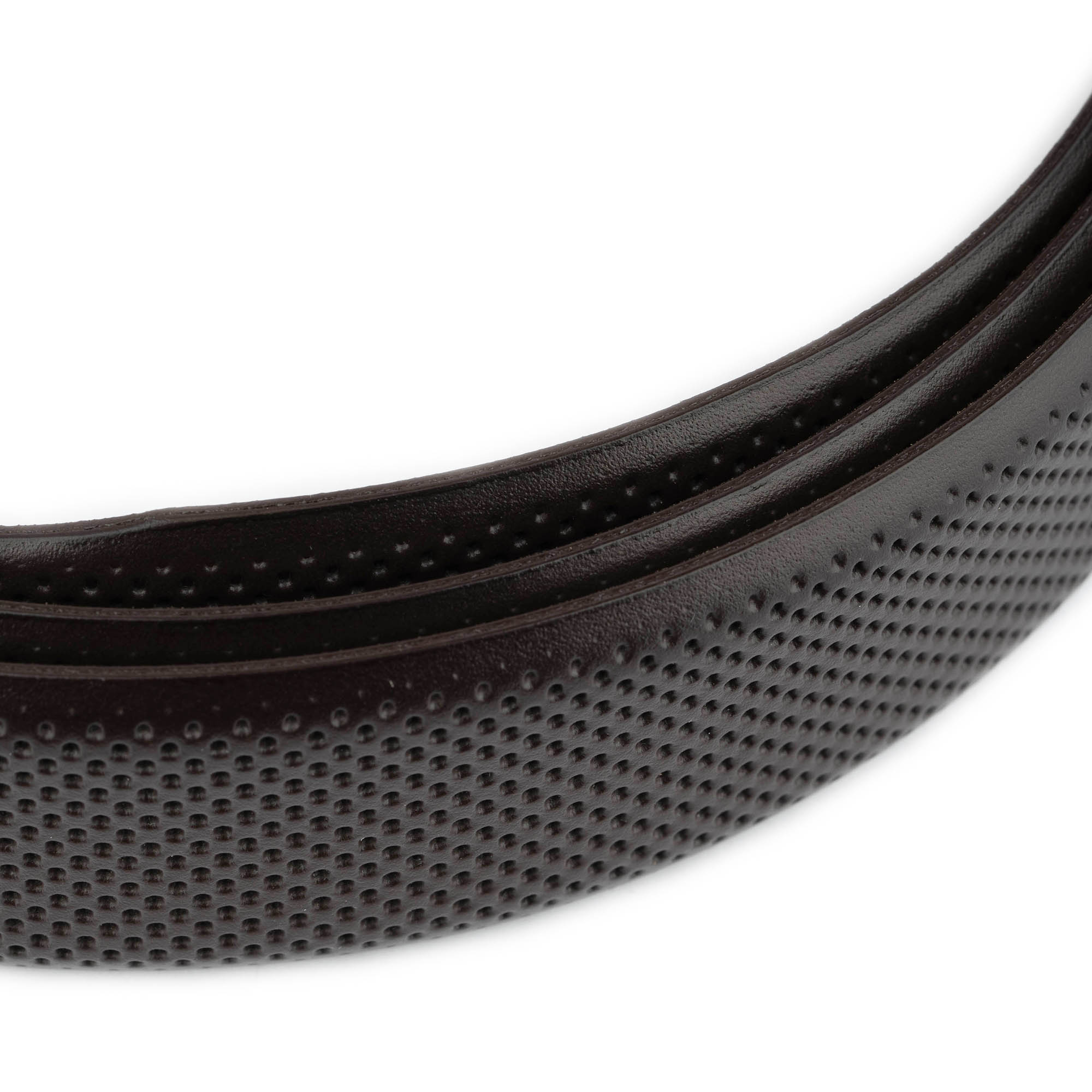 Premium 3.5cm Perforated Brown Leather Belt for Men - High-Quality Replacement Strap Compatible with Dunhill Buckles | Perfect for Business, Casual & Formal Wear