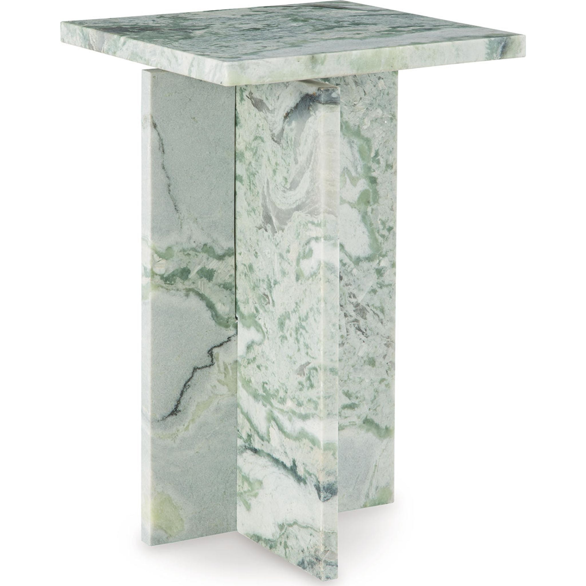 Deaconwell Modern Accent Table - White & Green Finish | Stylish Side Table for Living Room, Bedroom, or Office Decor