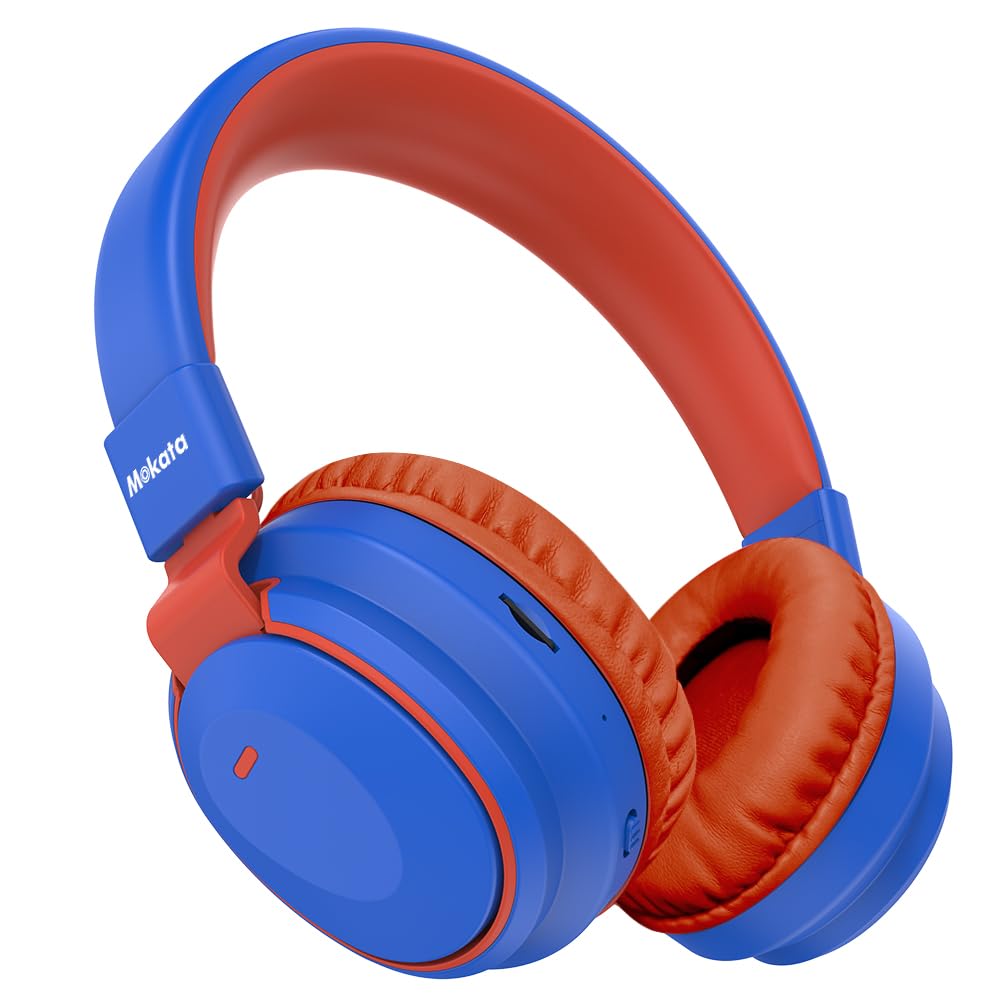 Bluetooth 5.3 Wireless Kids Headphones - 60H Playtime, Volume Limited 85/110dB, Over-Ear Foldable Design with Aux Cable & Mic - Compatible with iPad, Tablet, Notebook - Perfect for School, Travel, Home Use (Blue)