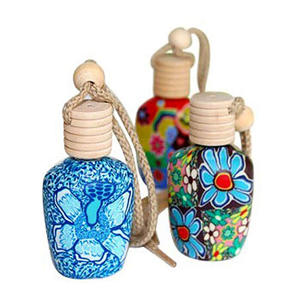Newrys Rear View Mirror Car Charm Ornament - Polymer Clay Hanging Bottle Pendant, Car Air Freshener & Fragrance Diffuser for Interior Decor (Random Color) | Perfect for Car Accessories, Gifts, and Personalizing Your Vehicle