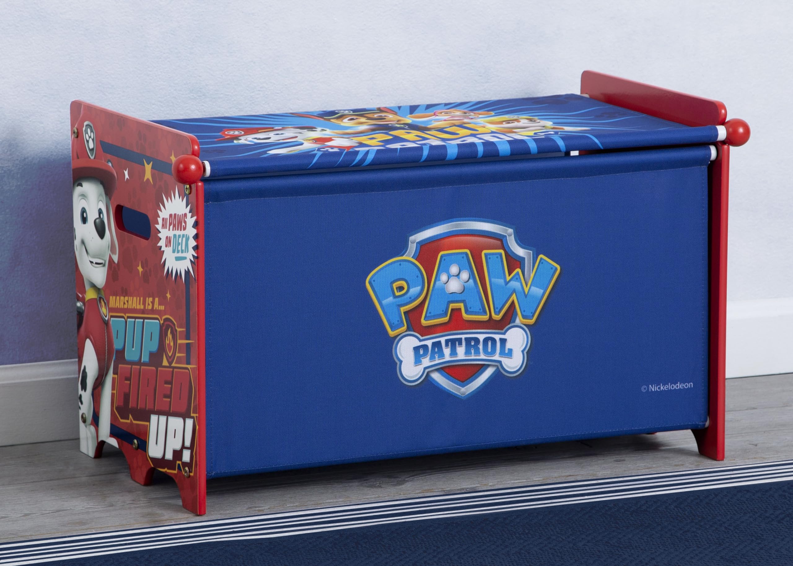 PAW Patrol Kids Toy Storage Box with Retractable Fabric Lid - Blue | Durable Children's Organizer for Bedroom, Playroom & Nursery | Delta Children Toy Chest for Stuffed Animals, Books & Toys