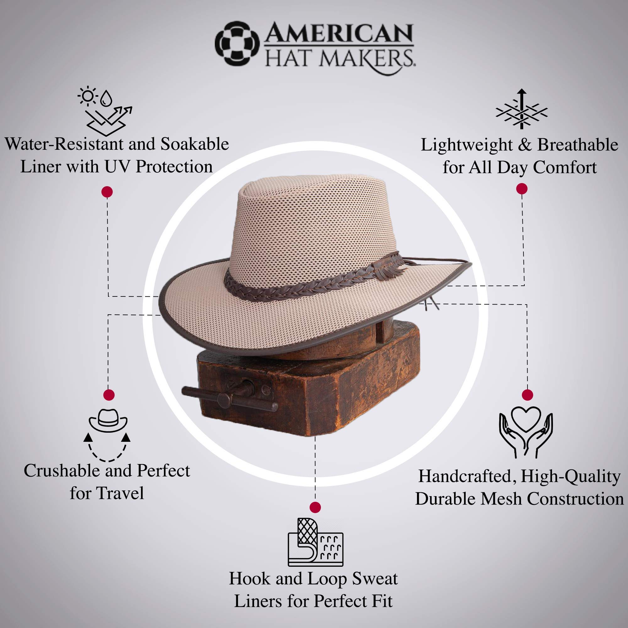 American Hat Makers Soaker Hat - Breathable Mesh Sun Hat for Men & Women | UV Protection Outdoor Hat for Hiking, Fishing & Beach Activities
