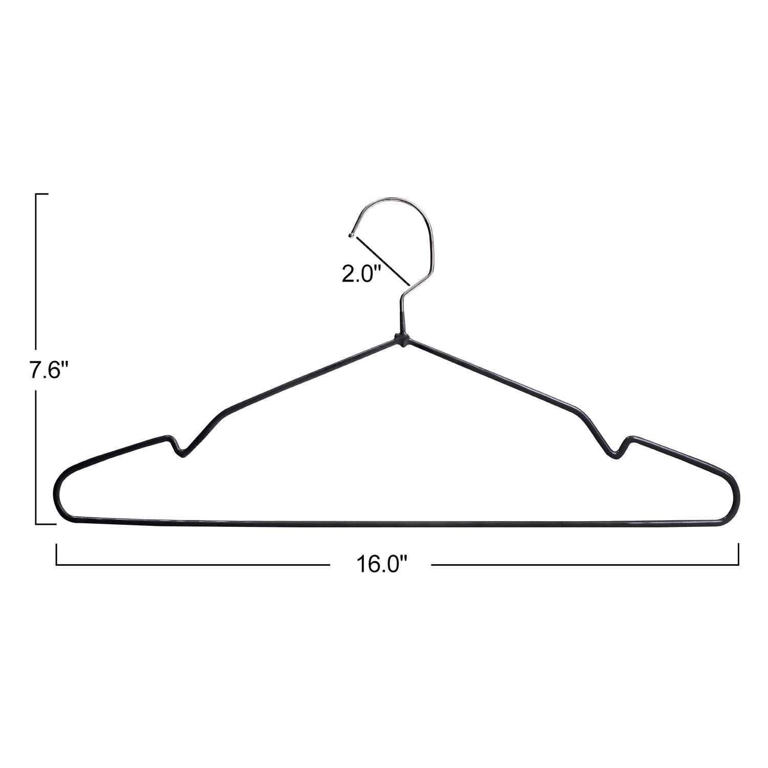 Non-Slip Metal Clothes Hangers - 40 Pack Space Saving Chrome & Black Rubber Coated Wire Hangers (16.5 Inch) for Shirts, Pants, Dresses - Perfect for Closet Organization & Travel Packing