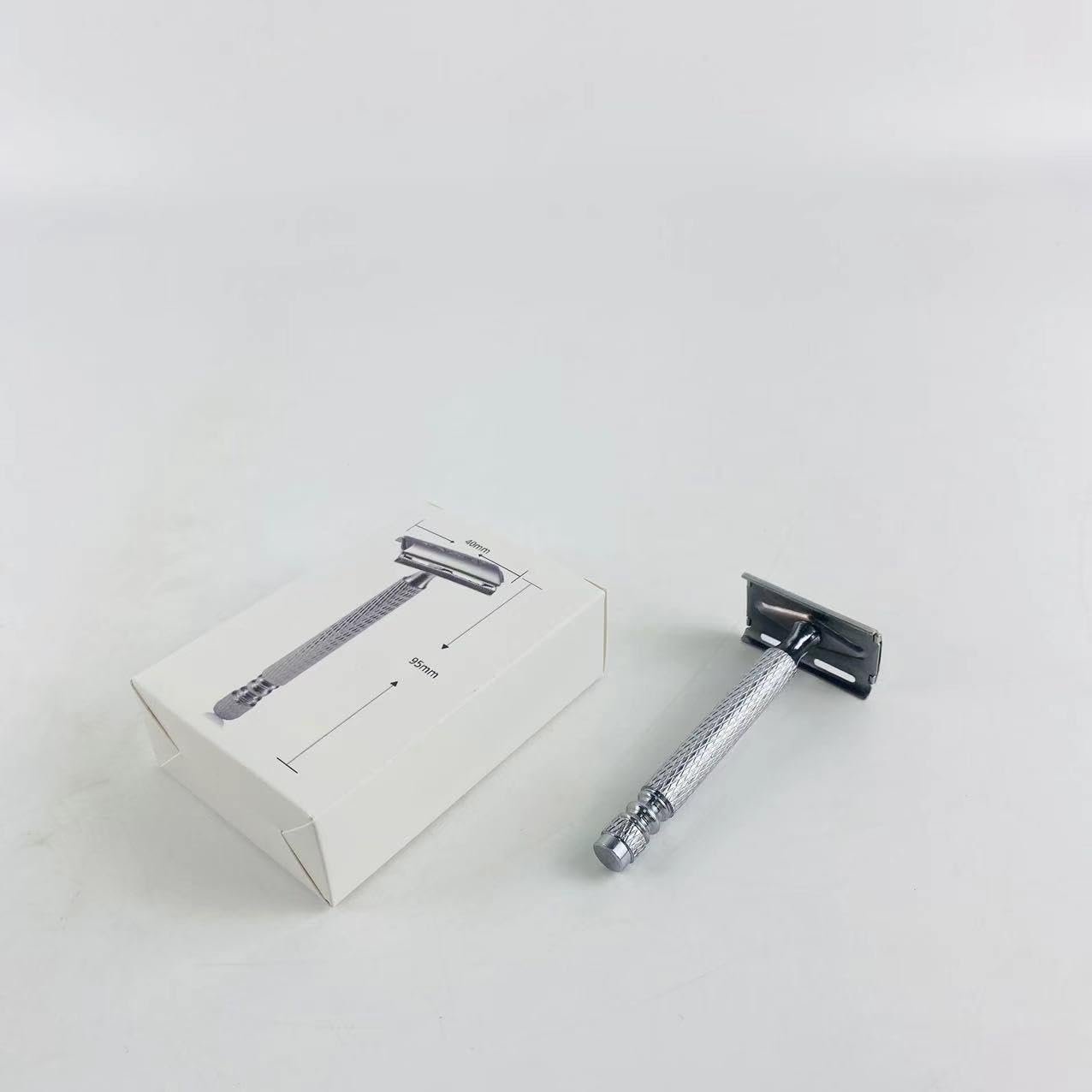 Premium Long Handle Double Edge Safety Razor - Butterfly Open Chrome Steel Razor with Blades for Men | Smooth, Close Shave | Ideal for Travel & Daily Grooming Routine