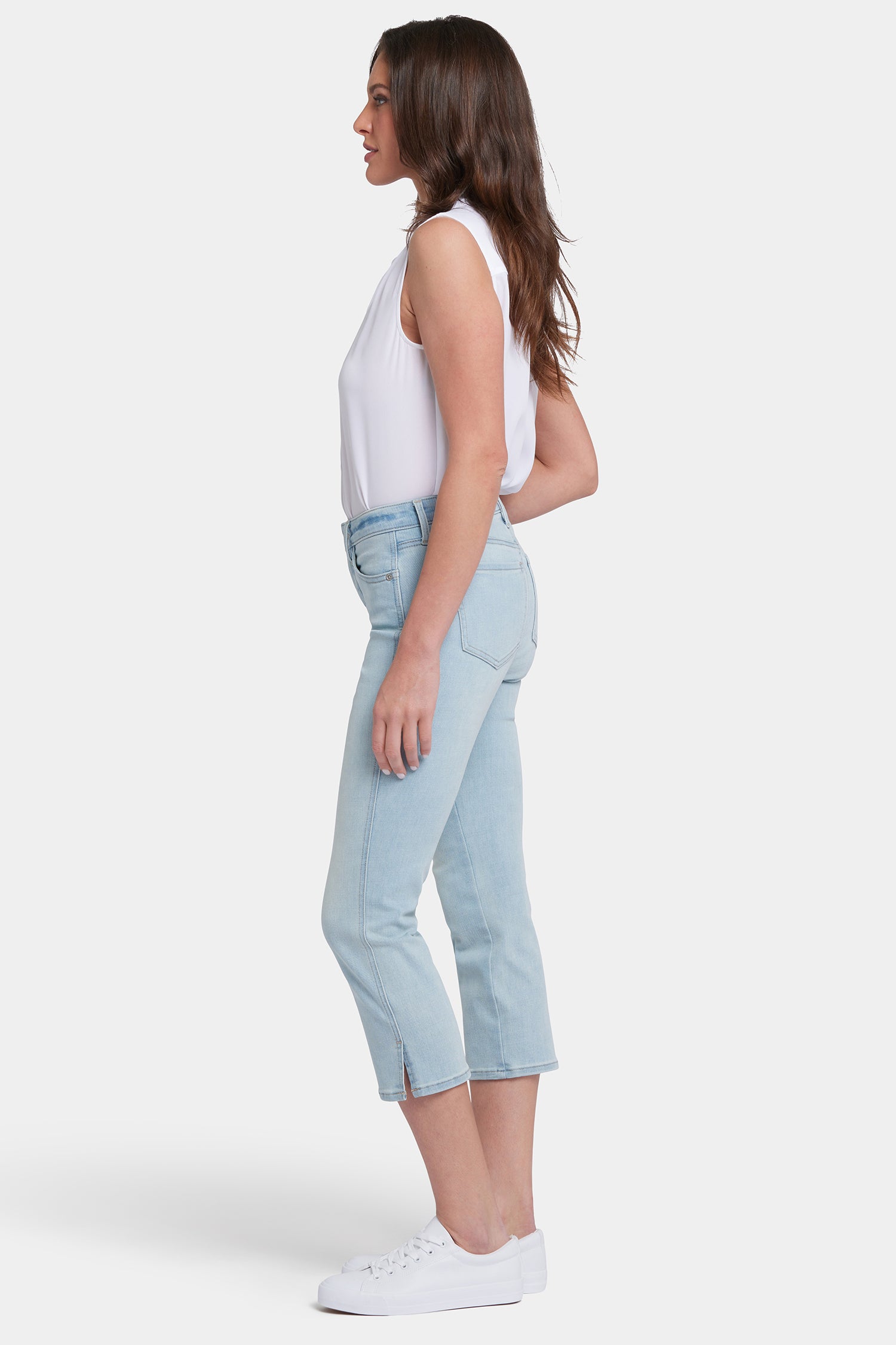Chloe Capri Jeans for Women - High Waisted Stretch Denim Pants | Pamplona Ice Wash | Casual & Comfortable Summer Style for Outings, Travel & Everyday Wear