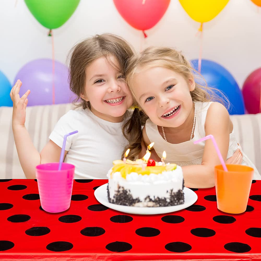 Ghberll Ladybug Party Favor Kit - 30Pcs Red & Black Polka Dot Party Bags with Matching Table Cover - Perfect for Birthday Party Decorations & Candy Treats | Ideal for Kids' Birthday, Baby Shower & Themed Celebrations
