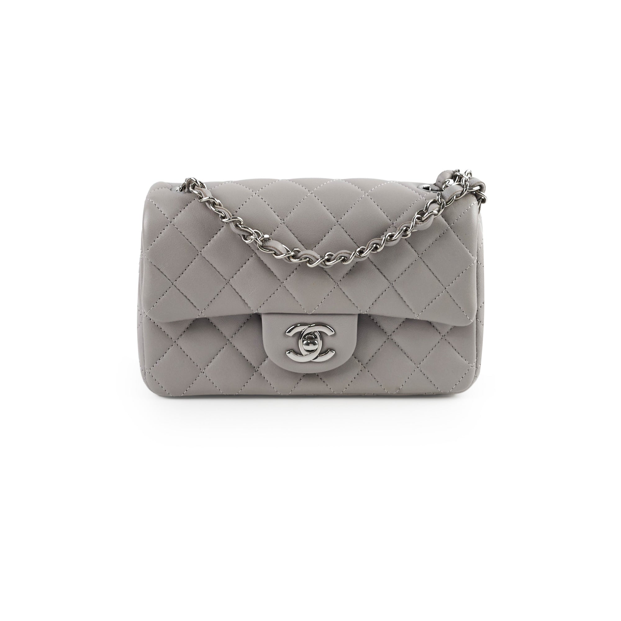Chanel Mini Rectangle Grey Microchip Crossbody Bag - Luxury Designer Handbag for Women | Perfect for Parties, Dates & Everyday Use