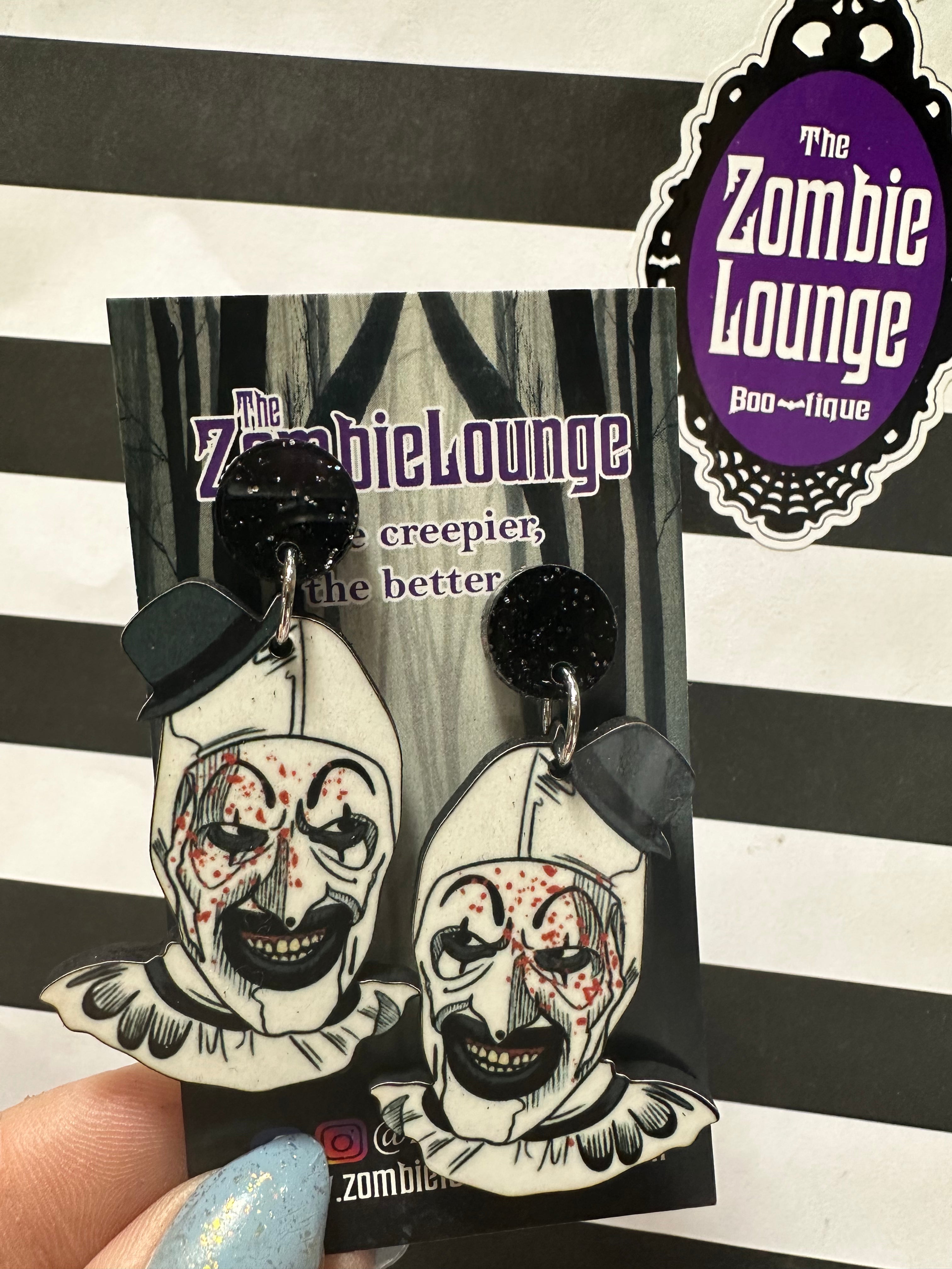 Horror Terrifier Clown Earrings for Women - Creepy Killer Clown Jewelry for Halloween Costume & Cosplay Accessories