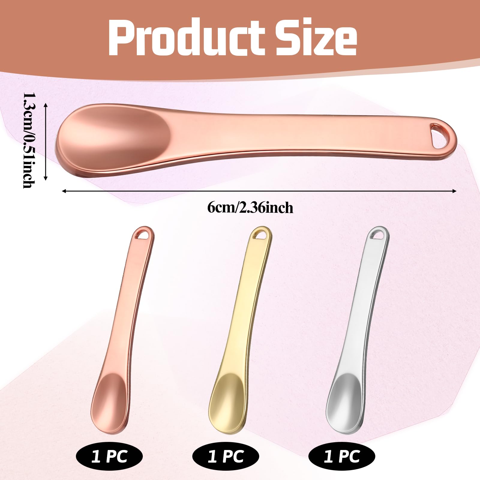 3PC Mini Metal Makeup Spatula Set - Gold, Silver, Rose Gold | Reusable Cosmetic Tool for Face Mask & Skincare Cream Application