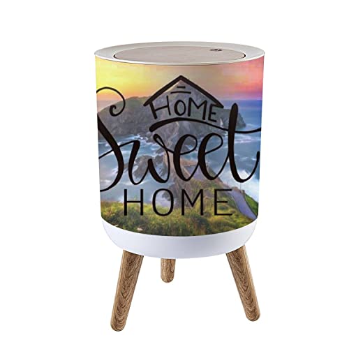 Dragonstone Sunset Small Trash Can with Lid - 1.8 Gallon Round Press Cover Garbage Bin for Kitchen, Bathroom & Living Room | Dog Proof Wastebasket | Perfect for Home, Office & Dorm Use