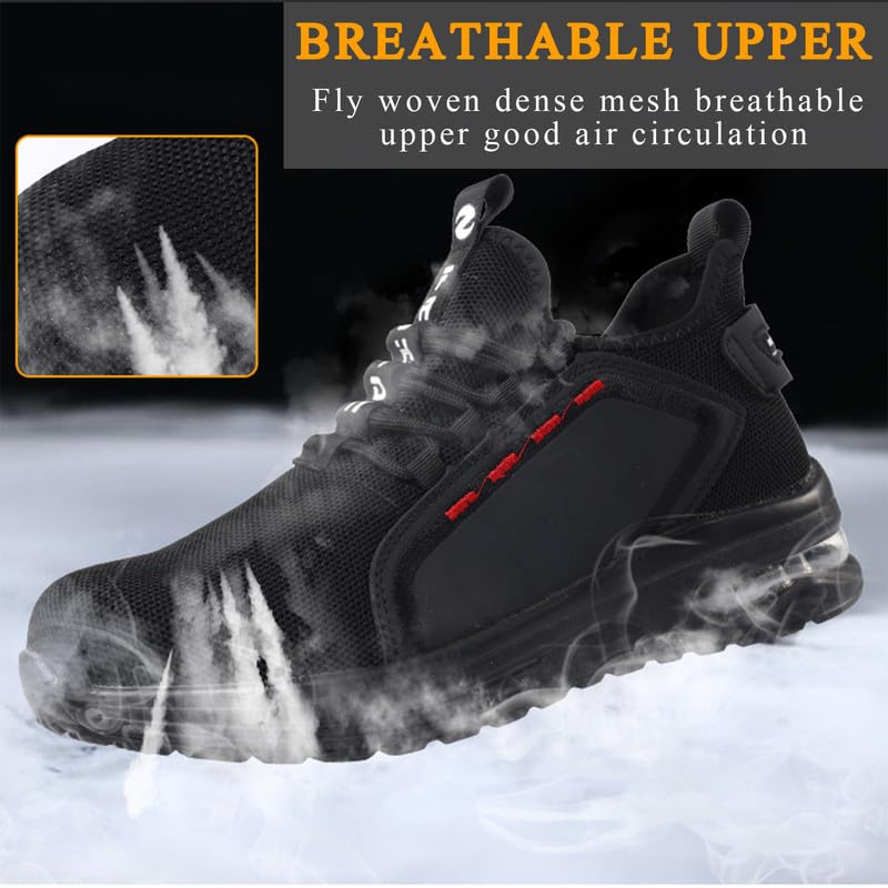 Men's & Women's Steel Toe Safety Work Shoes - Anti-Slip Industrial Construction Shoes for Manufacturing & Warehouse Workers | Durable & Comfortable for Long Shifts