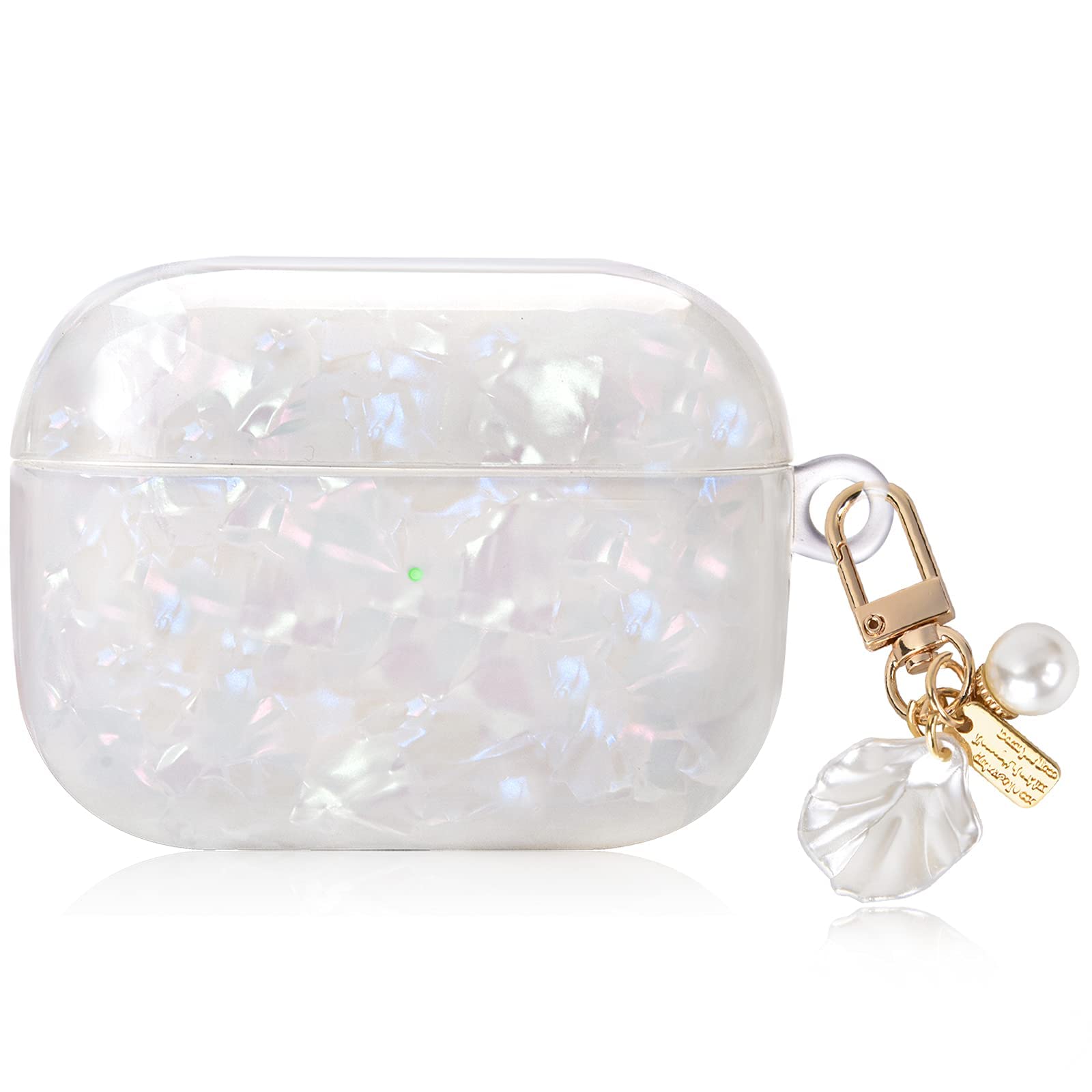 Stylish Pearl Keychain Bling Marble Hard TPU Case for AirPods Pro - Trendy Protective Cover Compatible with Apple AirPods Pro (2019/2021) - Perfect Gift for Women & Girls | Gym, Travel, Daily Use