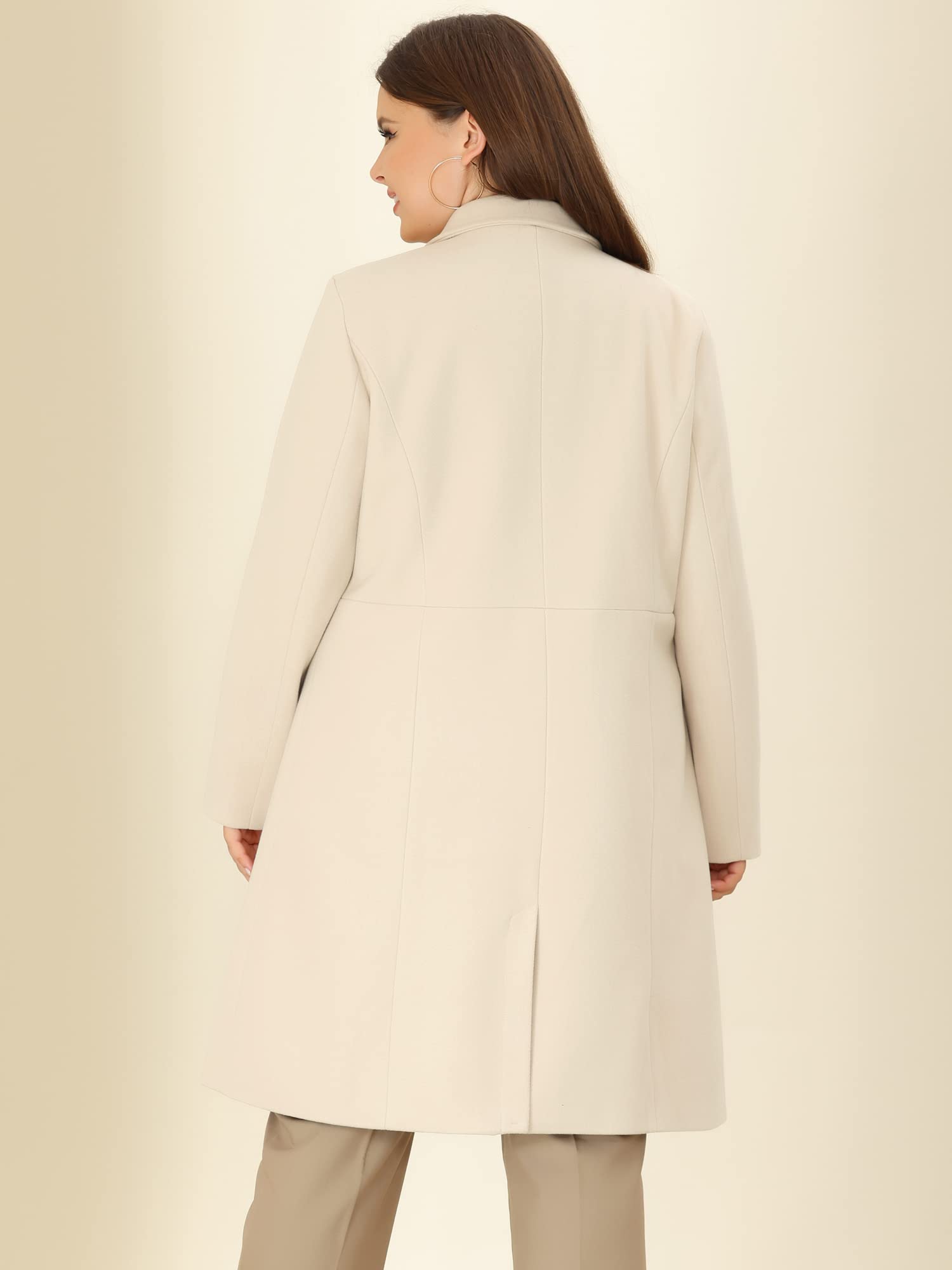 Agnes Orinda Women's Plus Size Long Winter Coat - Notch Lapel Double Breasted Pea Trench Coat for Cold Weather | Warm & Stylish Outerwear for Work, Travel & Formal Occasions