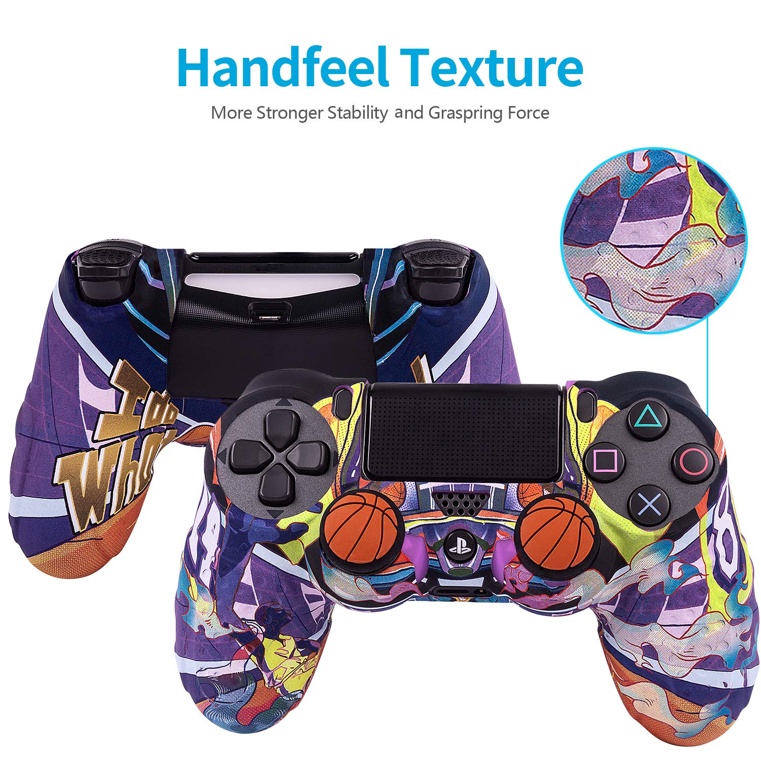 Premium Anti-Slip Silicone Cover for Sony PS4 Controller - DualShock 4 Skin Grip with 8 Thumb Grips (Kobe Design) - Compatible with PS4/PS4 Slim/PS4 Pro - Perfect for Gaming, Streaming & Esports Tournaments