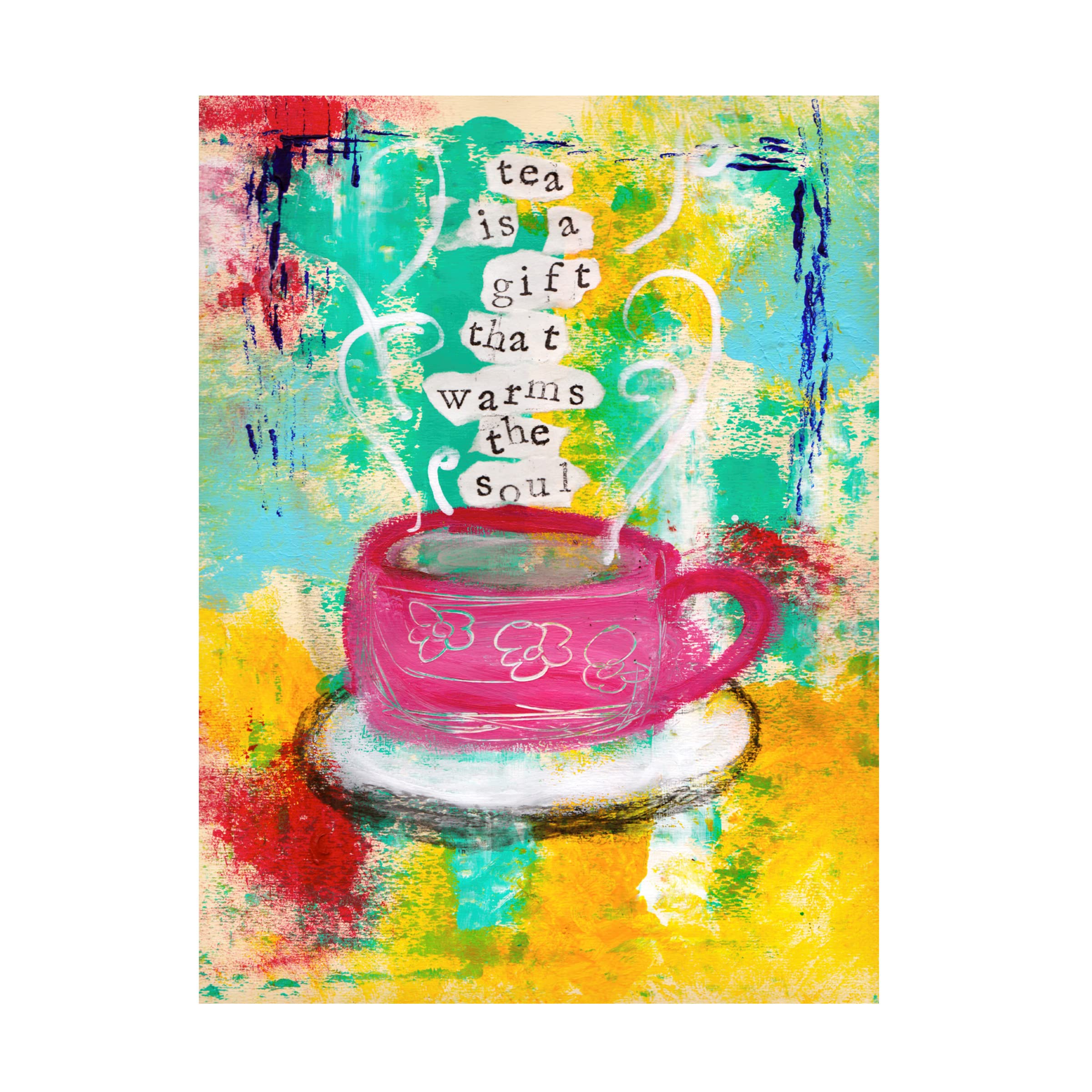 Trademark Fine Art 'Tea Is A Gift' Canvas Wall Art by Kathleen Tennant - 35x47 Inches, Perfect for Living Room, Kitchen, or Tea Room Decor