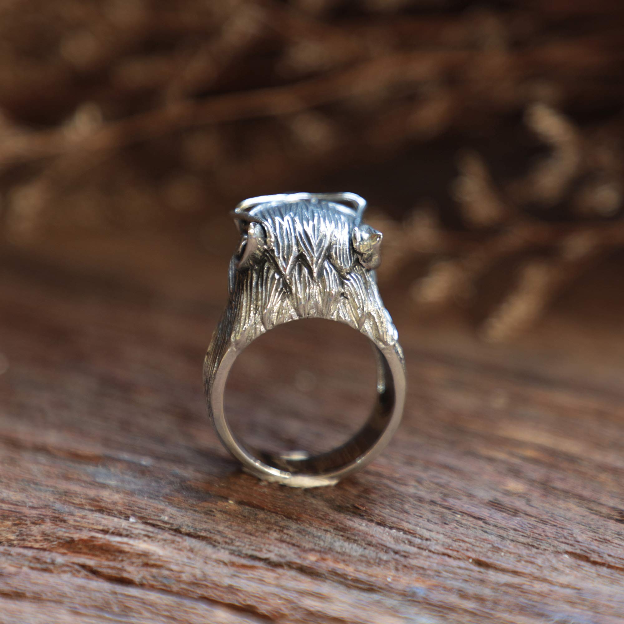 Wolf Odin Glasses Viking Ring for Men - 925 Sterling Silver Biker Skull Gothic Fox Boho Jewelry - Perfect for Viking Cosplay, Biker Fashion & Gothic Style Accessories