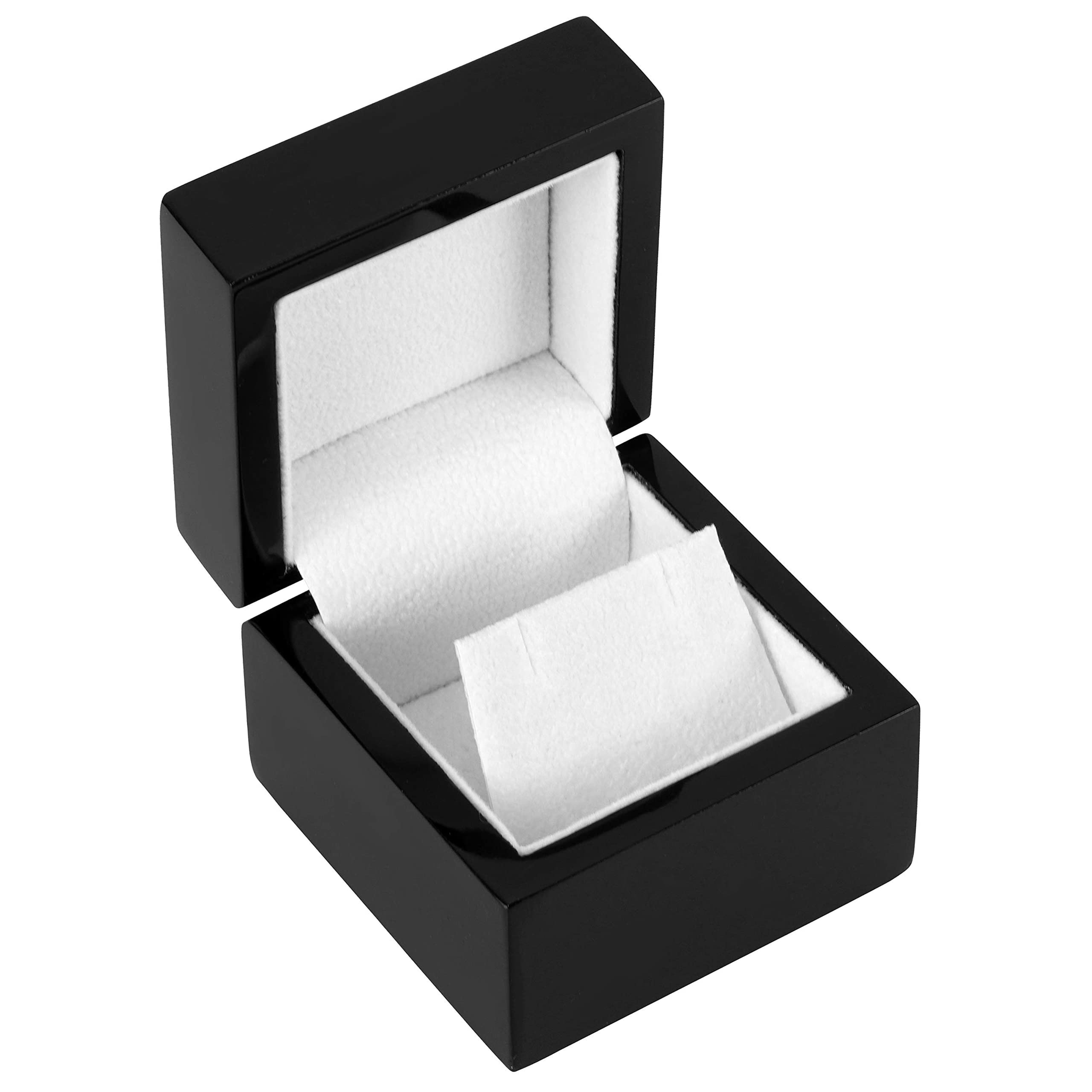 Premium Wooden Earring Gift Box - Luxury Jewelry Storage for Earrings with 2 Piece Packer & Ribbon - Elegant Black Piano Finish Jewelry Box for Women, Perfect for Gifting, Travel & Home Organization