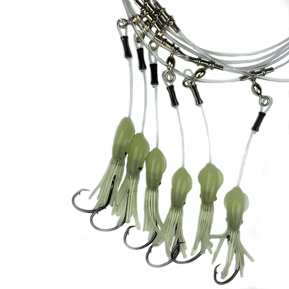 Capt. Harry's Deep Dropping Yellow Eye Glow Squid Rig - Premium Saltwater Fishing Lure for Night Fishing & Offshore Angling