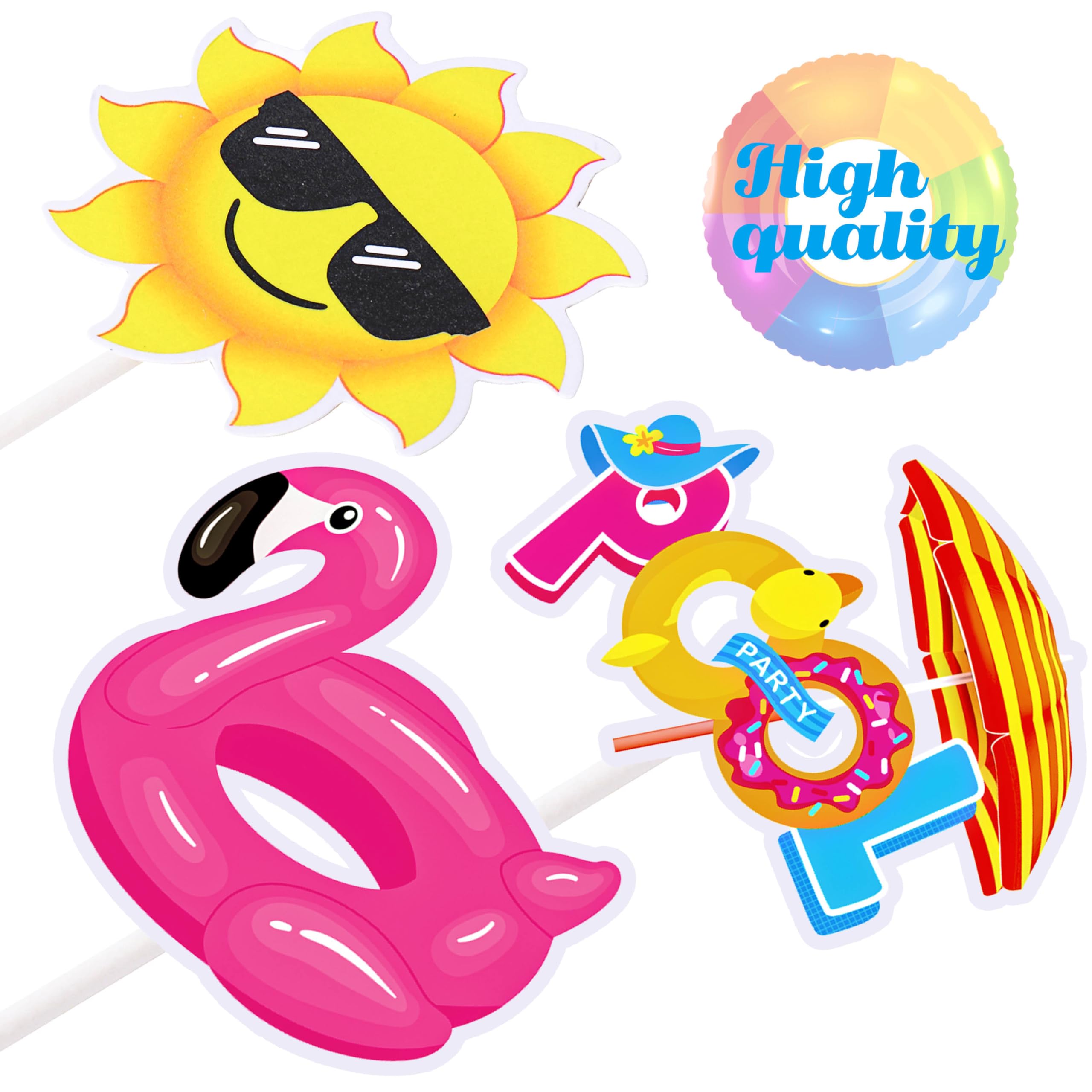 36pcs Summer Pool Cupcake Toppers Decorations - Tropical Beach Theme Party Supplies for Birthdays, Weddings, Baby Showers & Pool Parties - Perfect for Hawaiian Luau, Beach Bash & Summer Celebrations