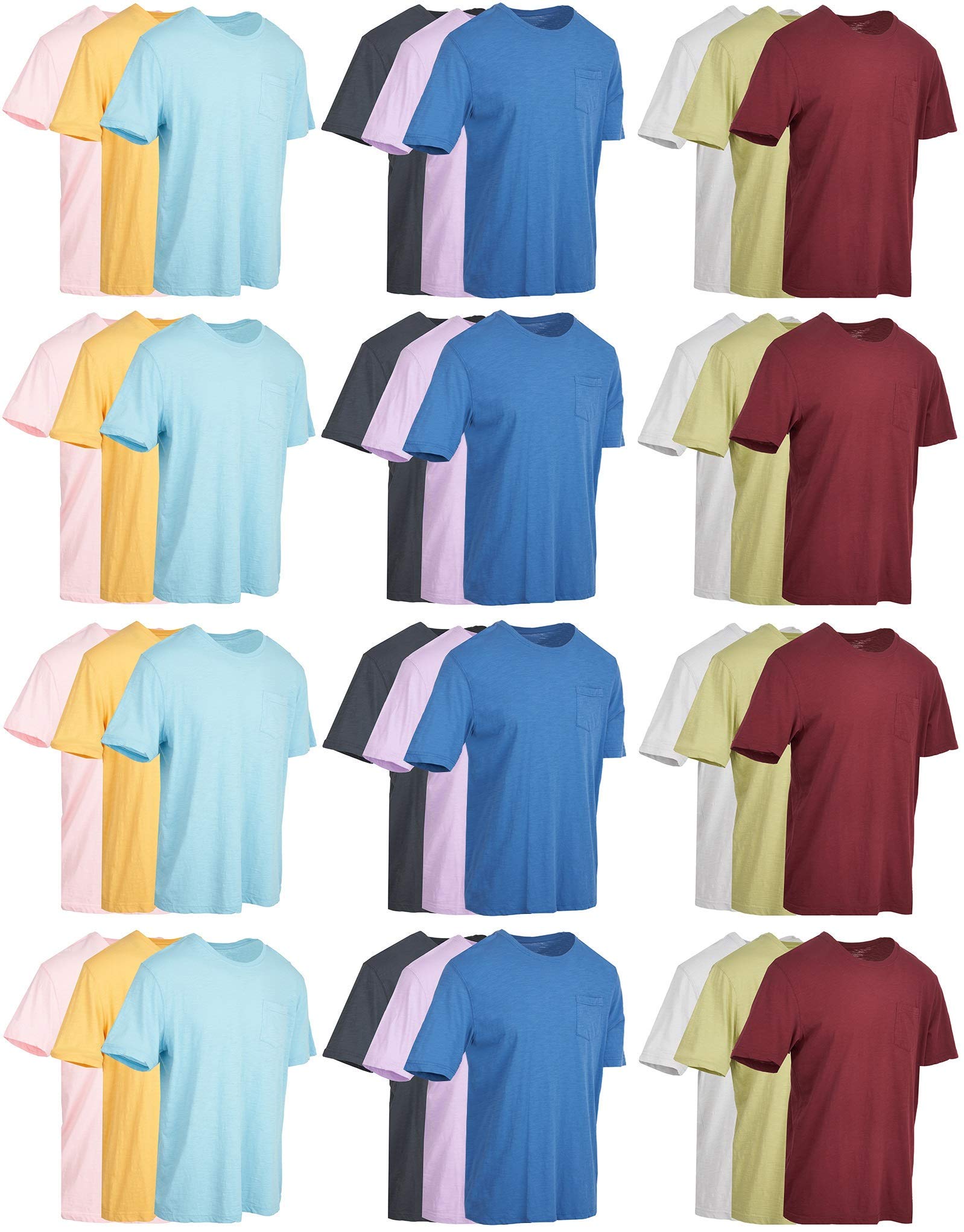 Bulk Pack of 10 Men's Cotton Crew Neck Short Sleeve T-Shirts - Assorted Colors - Comfortable Casual Wear for Everyday, Gym & Workout