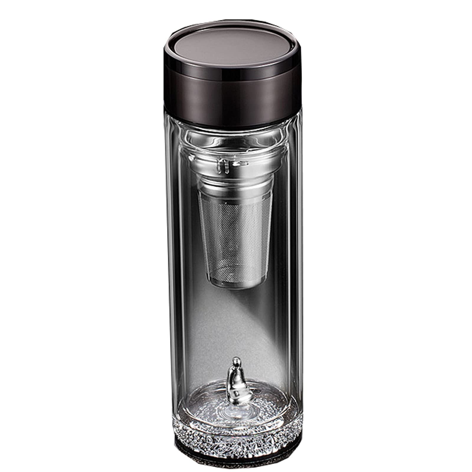 Premium 13.5oz Double Wall Insulated Glass Mug - Lead-Free Clear Drinking Cup for Hot/Cold Beverages - Office Tea Cup, Coffee Mug & Water Glass for Men - Ideal for Home, Office & Outdoor Use
