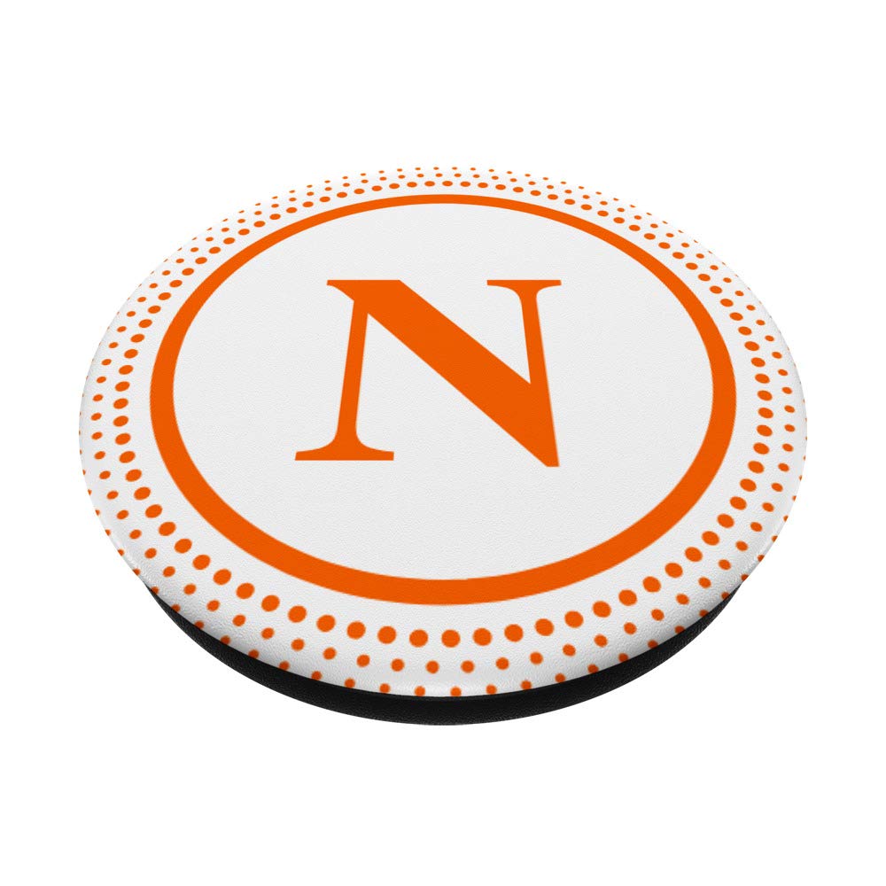 Monogram PopSockets Grip & Stand in Blaze Orange - Initial Letter N Design for Phones & Tablets | Perfect for Home, Office, and Travel Use