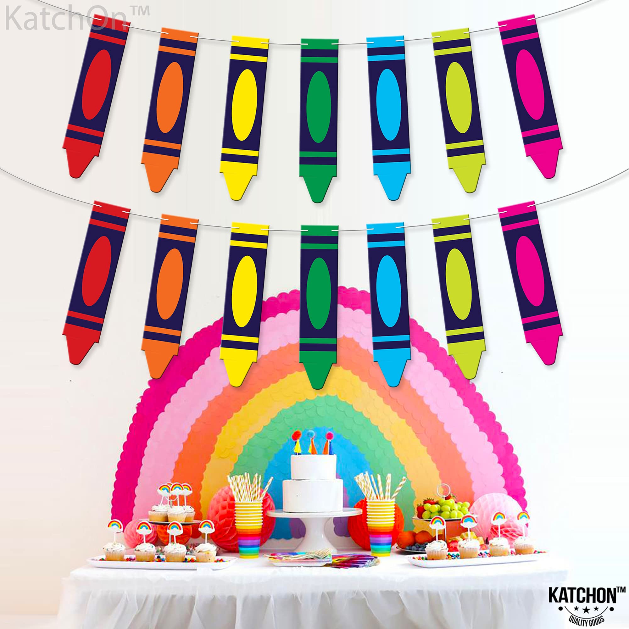 KatchOn 10ft Crayon Welcome Back Banner - No DIY School Decorations for Classroom, First Day of School Backdrop, Teacher Gifts & Party Decor | Perfect for Elementary Classrooms, School Open Houses & Photo Booths