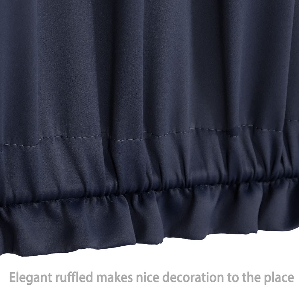 PANOVOUS 25x40 Inch Blackout French Door Curtain Panel - Navy Blue Window Privacy Curtain with Top & Bottom Rod Pockets for Front Doors, Christmas Decor & Home Insulation
