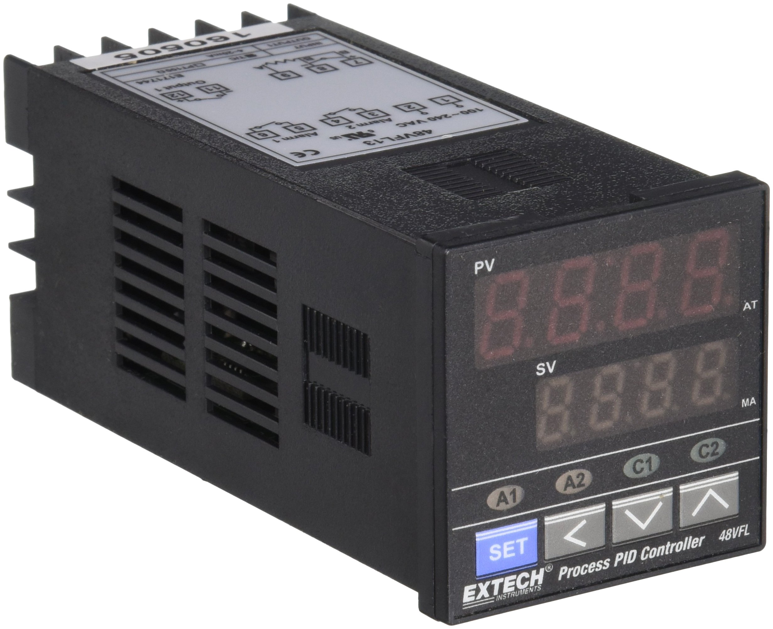 Extech 48VFL13 1/16 DIN Temperature PID Controller with 4-20mA Output - Precise Industrial Process Control for HVAC, Food Processing & Laboratory Equipment