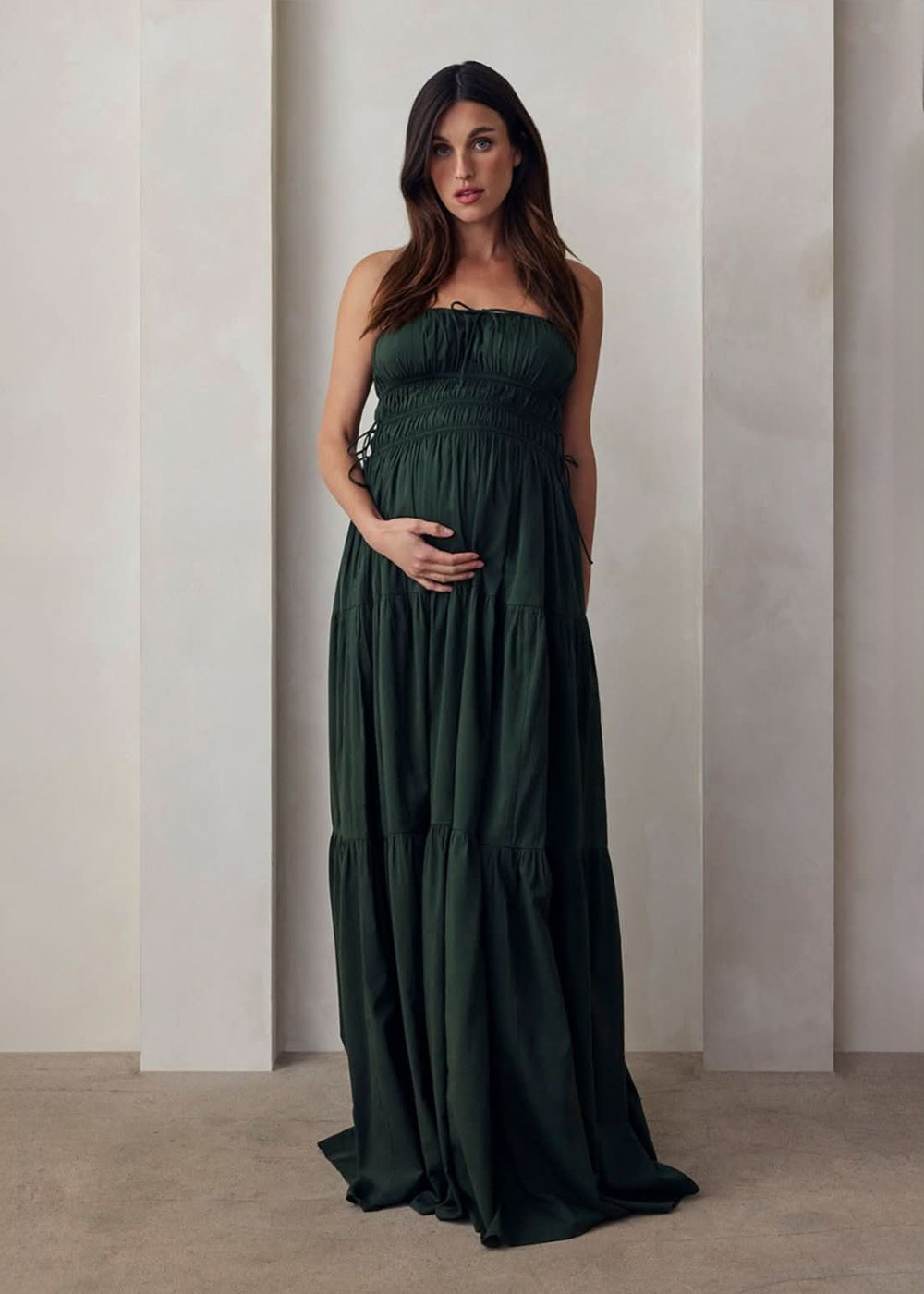 Elegant Shirred Strapless Gown for Women - Formal Evening Dress for Prom, Wedding & Special Occasions