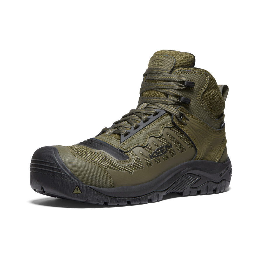 Men's Reno Mid Waterproof Hiking Boots with Carbon Toe - Dark Olive/Black | Outdoor Trekking & Winter Adventure Footwear