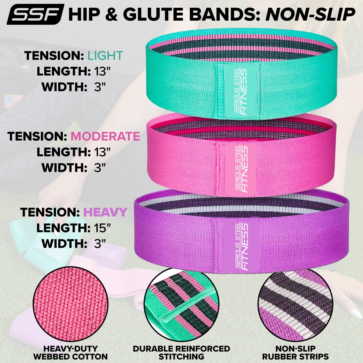 Non-Slip Hip & Glute Activation Band - Resistance Loop for Workouts, Yoga, and Physical Therapy - Enhance Strength Training & Mobility