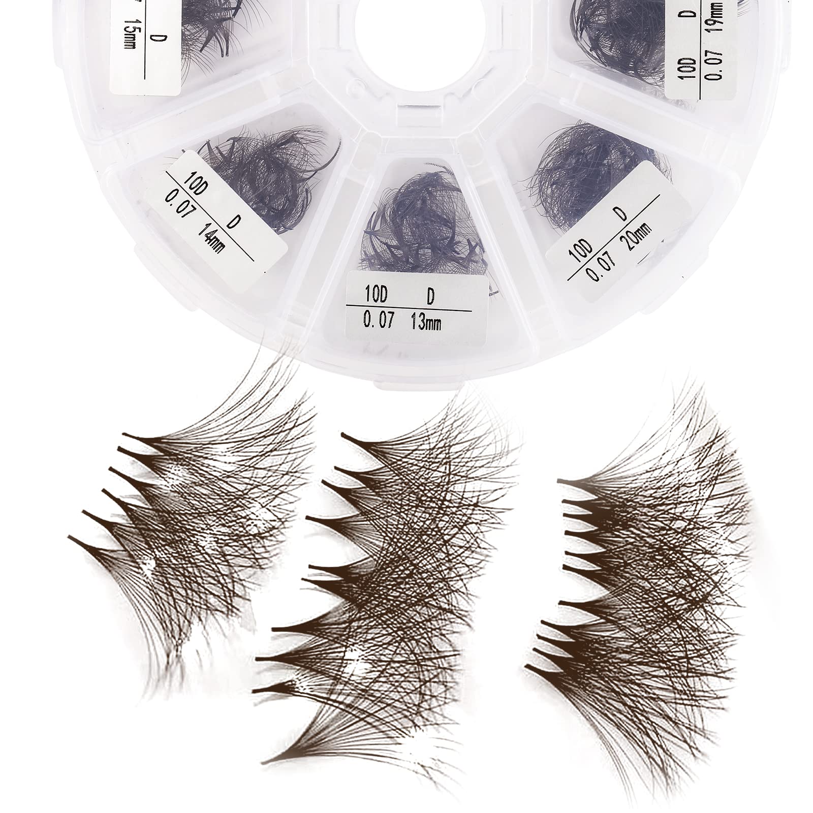 Premium 500PCS Brown Eyelash Extensions - 10D Volume Fans, 0.07mm C/D Curl, 13-20mm Mixed Length - Handmade Fluffy Lashes for Natural Look | Perfect for Salon Professionals, Bridal Makeup & Daily Wear