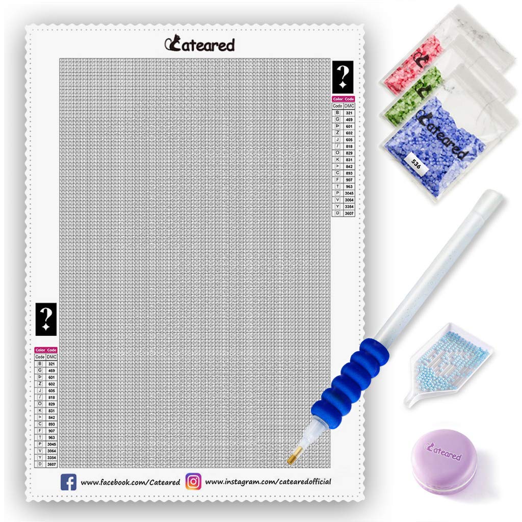 CATEARED Diamond Painting Kit for Adults & Kids - Round Drill Mystery Paint by Numbers Set with Drill Pen, Macaron Wax, Colorless Canvas (30x40cm) - Perfect for Relaxation, Home Decor & DIY Art Projects