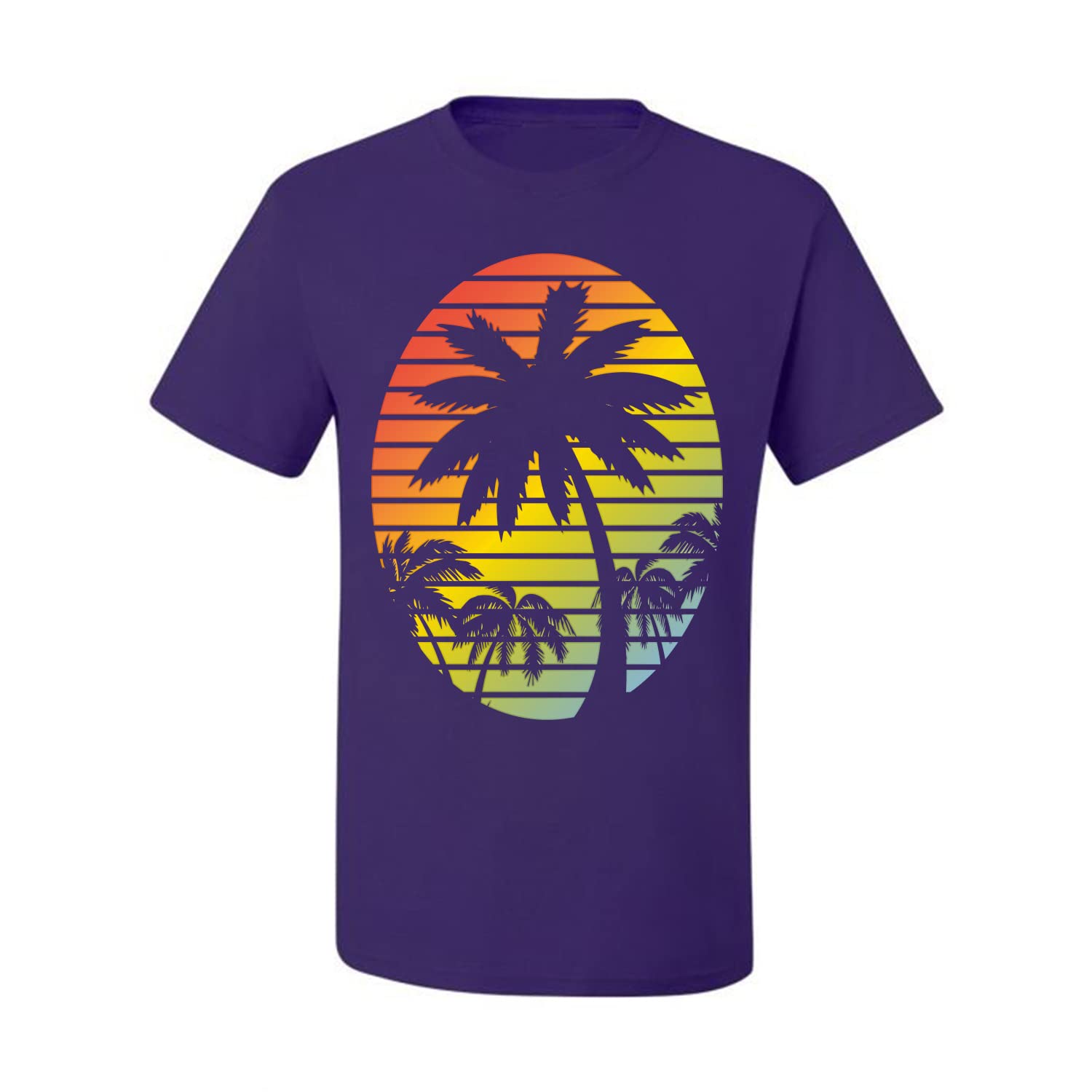 Tropical Palm Trees Sunset Graphic T-Shirt for Men - Cool Beach Style Casual Tee | Perfect for Summer Vacations, Beach Parties & Tropical Getaways